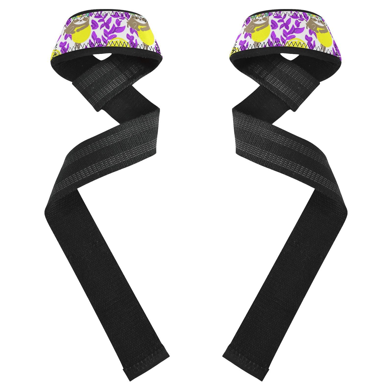STAYTOP Cute Sloth and Yellow Lemon Wrist Straps for Weightlifting,Lifting Straps with Neoprene Cushioned Wrist Padded and Anti-Skid Silicone for Strength Training,Bodybuilding,Deadlifting