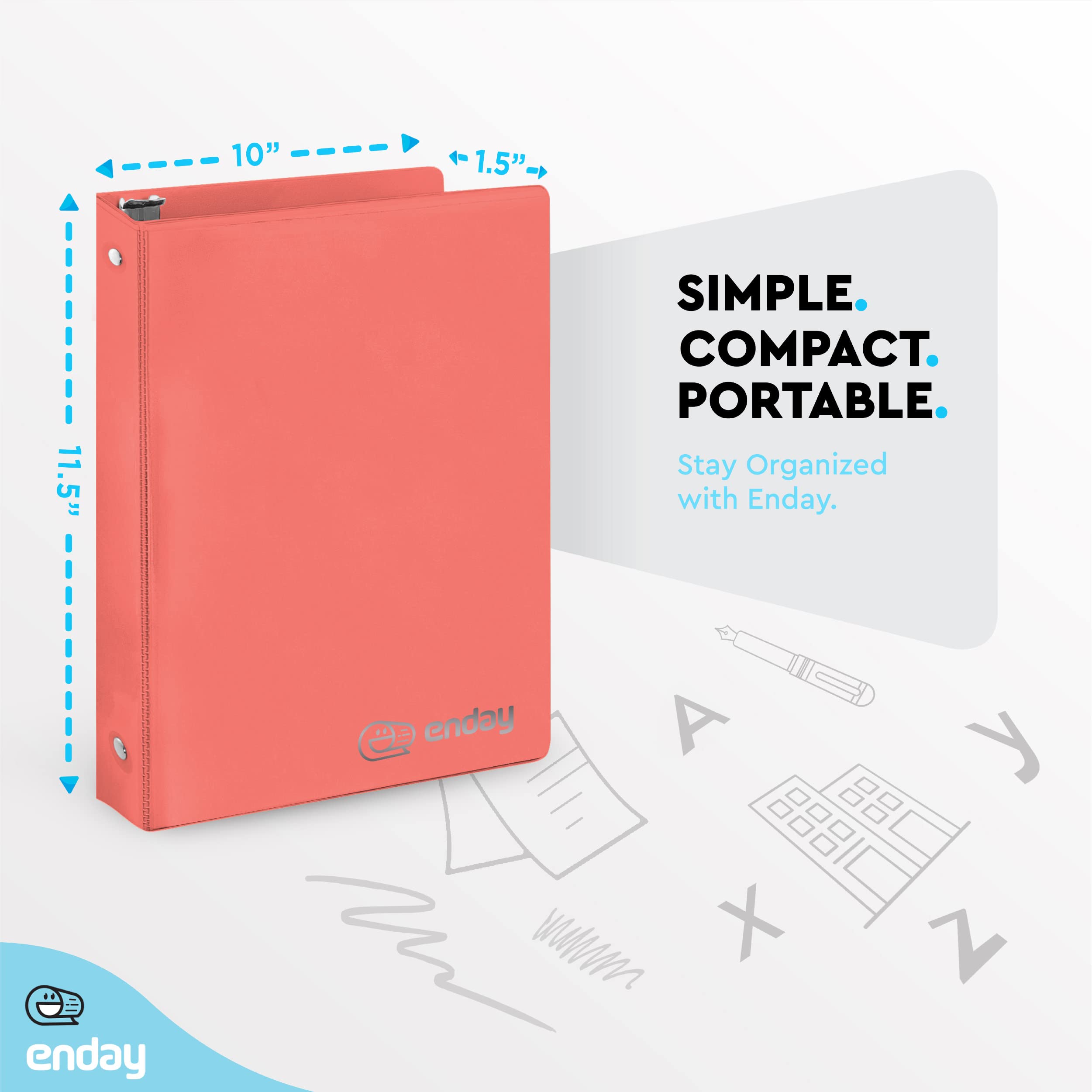 Emraw Super Grand 1" 3 anneaux Reliure avec 2-poches - Disponible en rouge - Grand pour l'école, maison, bureau (2-Pack)