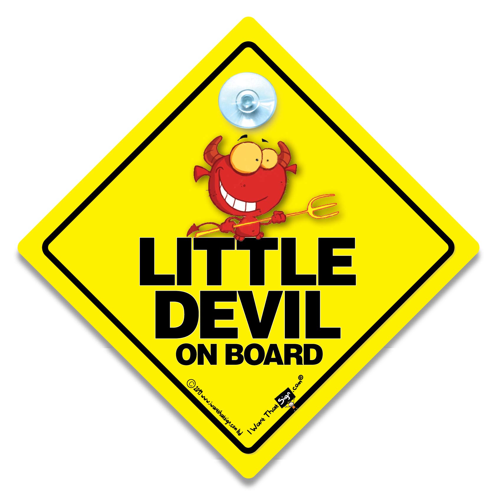 Iwantthatsign.com Red Little Devil On Board Car Sign, Baby On Board Sign With Suction Cup