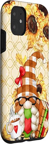 Miniatura 9 de Gnomo de girasol para iPhone 14 Pro con libros para amantes del té y funda de lectura bibliotecaria