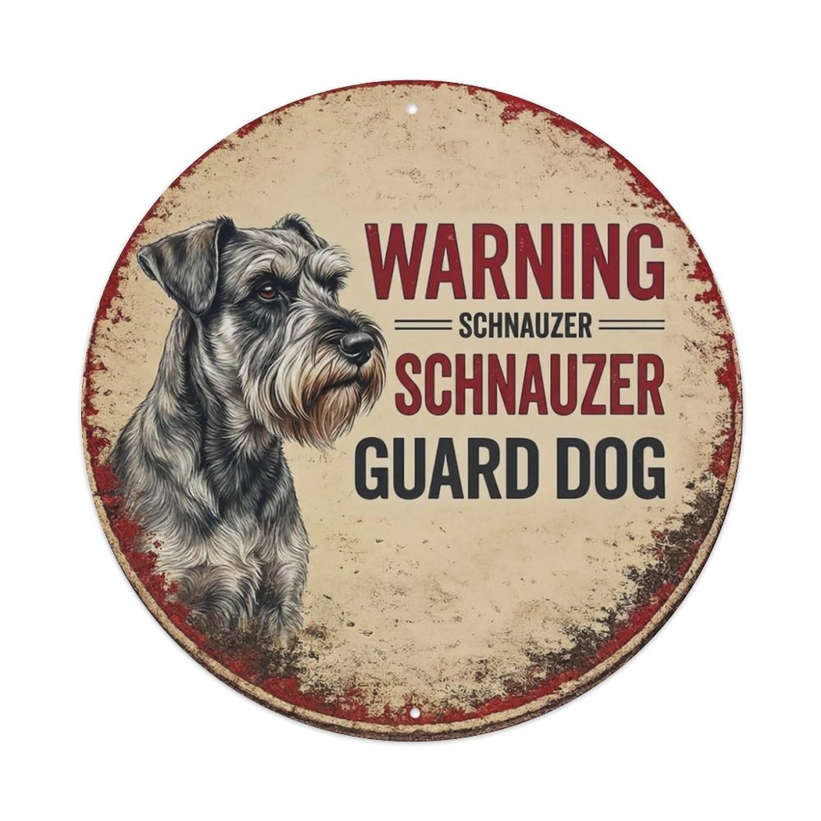 Metal Tin Sign Vintage Warning Schnauzer