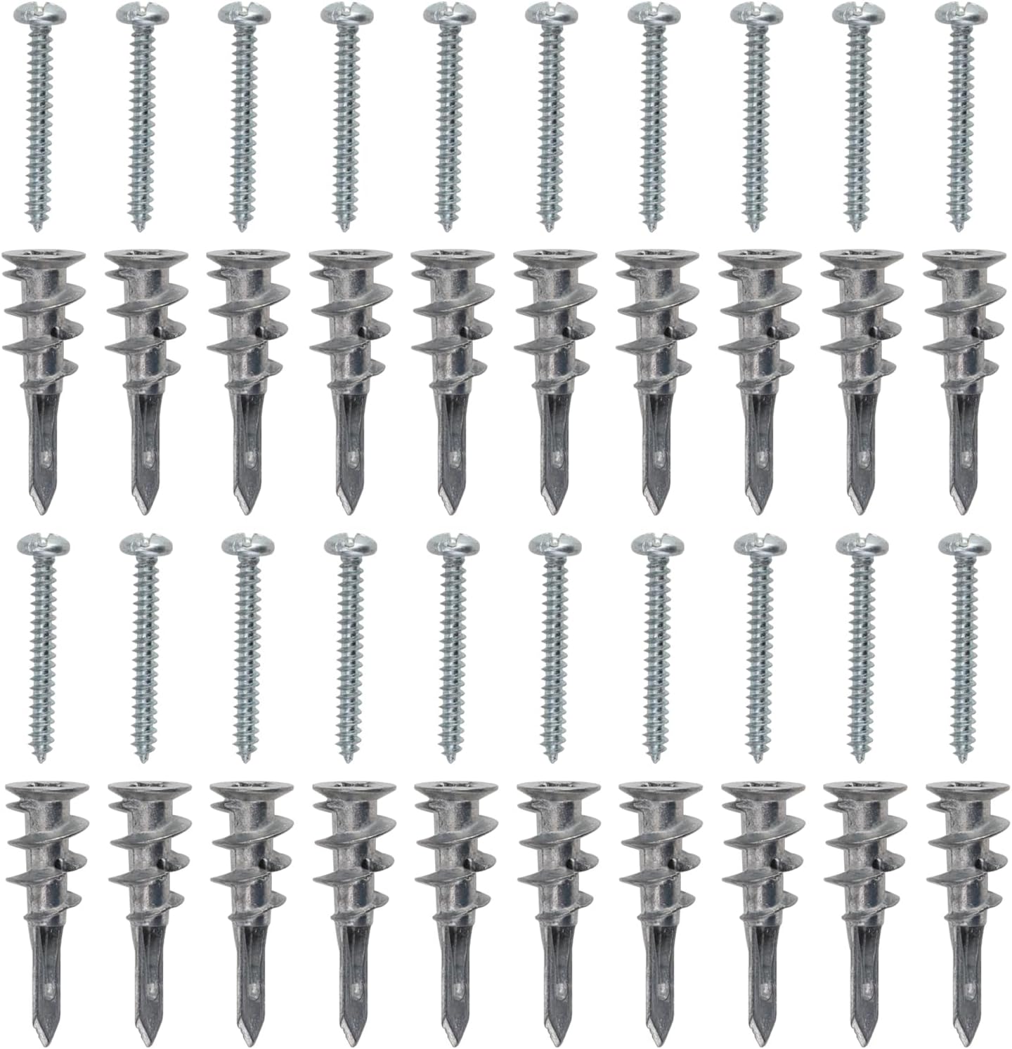 MSKS 20Pcs Plasterboard Fixings with Screws, Heavy Duty Metal SelfDrill Plasterboard Fixings