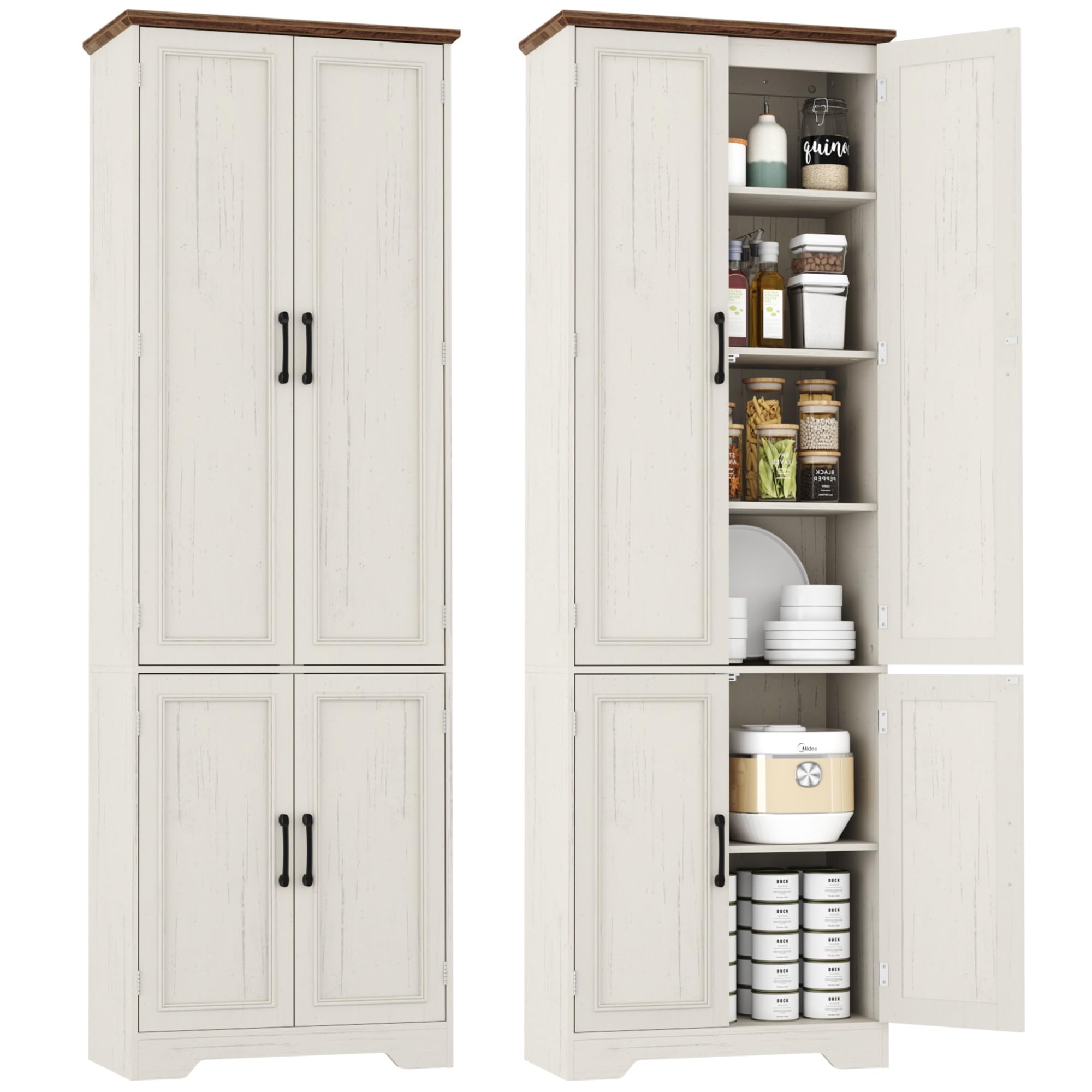 Function Home 72 inch Kitchen Pantry Cabinet in Antique White