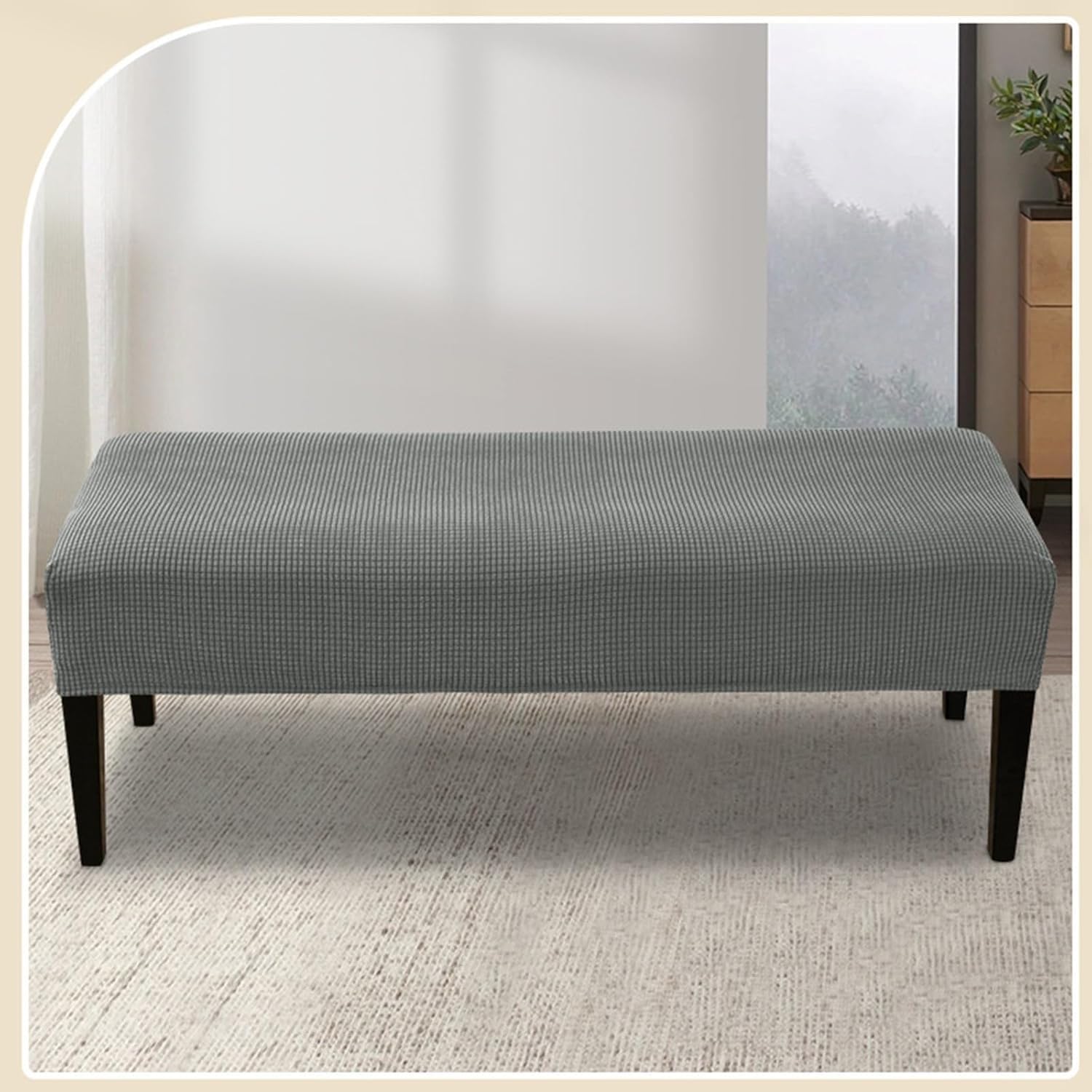 Fodera elasticizzata e lavabile, per panca da pranzo, protezione elastica per cucina e camera da letto, adatta per panche regolari da 6558 cm, copertura in pelliccia Recle durevole (grigio scuro, XL