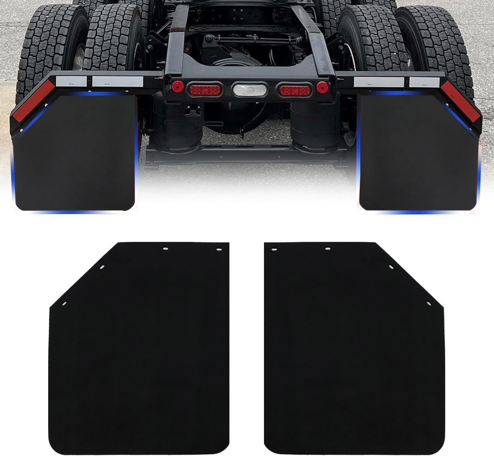 Black Polymer Mud Flap for Semi Trucks and Trailer,Universal Mud Flaps Mudguards Dirty Traps 24x30 Inches,2PCS,Cut Corner Design Mud Guards