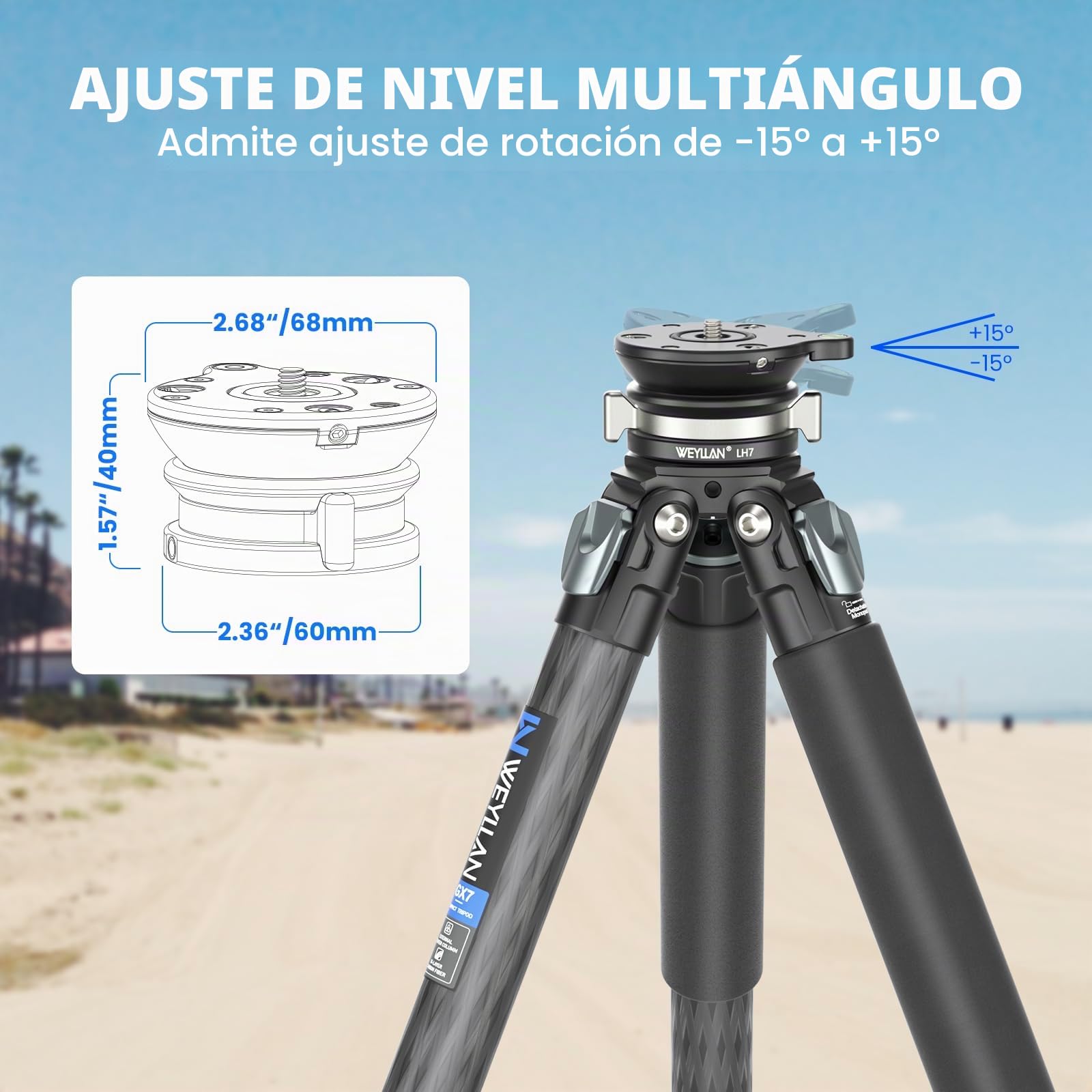 Cabezal de trípode con Base de nivelación ，Compatible con Canon Nikon Sony DSLR Camera Camcorder Tripods Monopods, Capacidad de Carga 10kg/22lbs