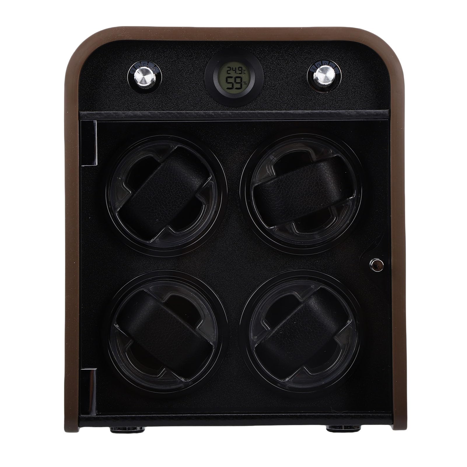 Caricaorologi in Legno, Sensore di umidità della Temperatura Accurato Rotazione Silenziosa a 4 Slot con Luce a LED, per Orologio Meccanico Automatico