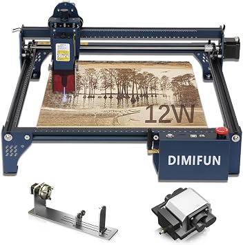 DIMIFUN DM6 B12 Laser Engraving Machine, Laser Cutting, 12w Output, Engraving Range 330x330mm, New Electric Z-axis, Built-in Metal Gas Nozzle Engraving Machine