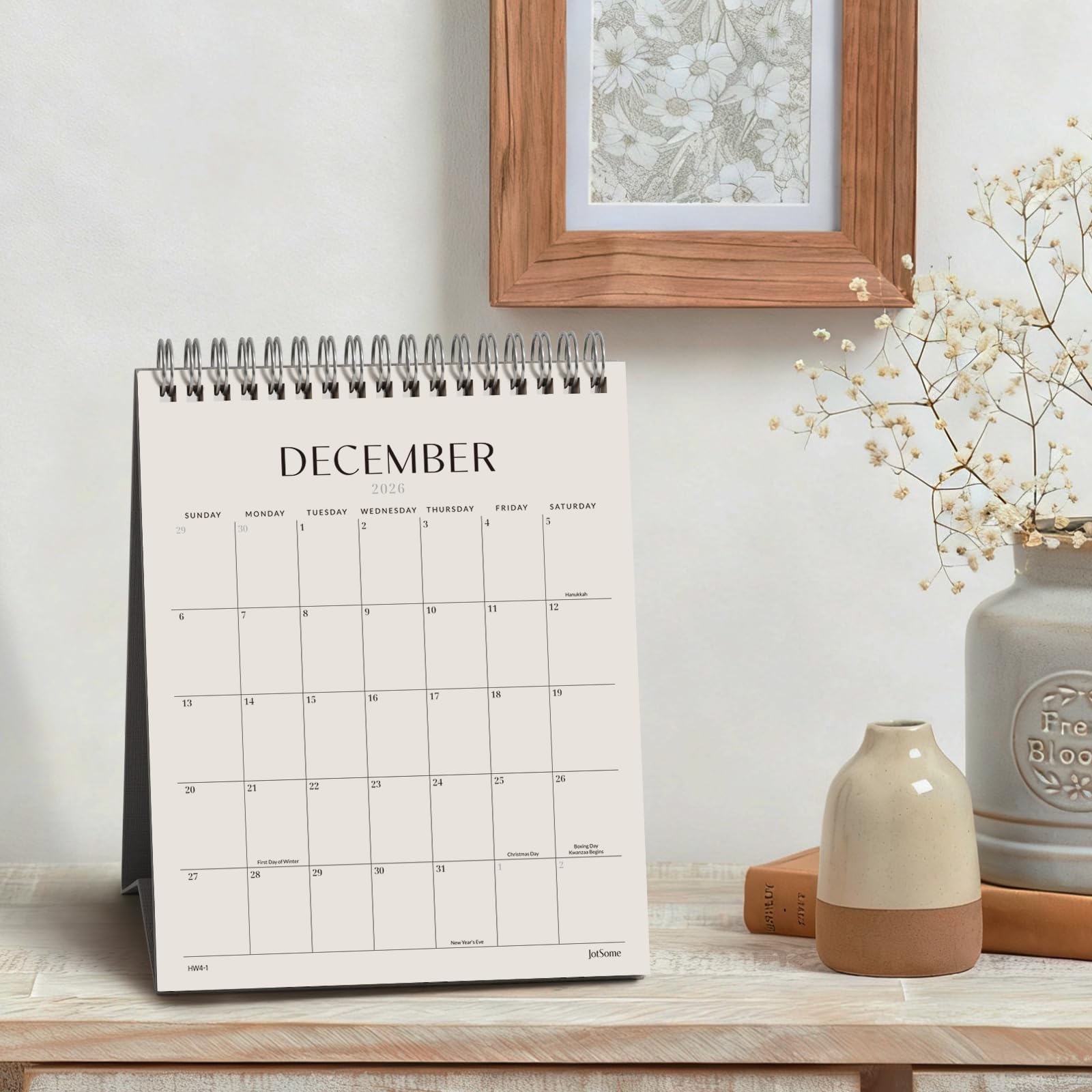 Calendario de escritorio 2026 (negro, pequeño)