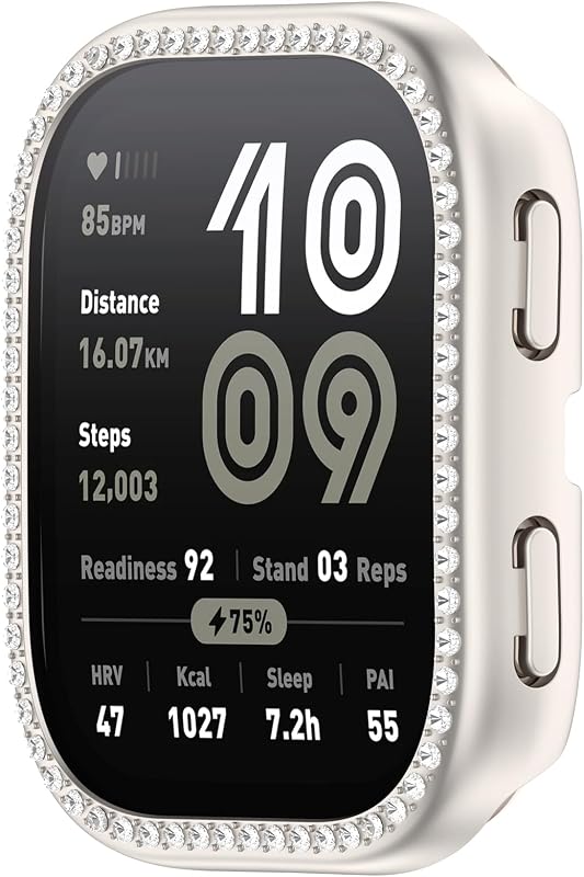 Bling Bumper Compatible for Amazfit Bip 6 Case, Women Men Glitter Diamond Rhinestone Protector Cover for Amazfit Bip 6 Smartwatch (Starlight)