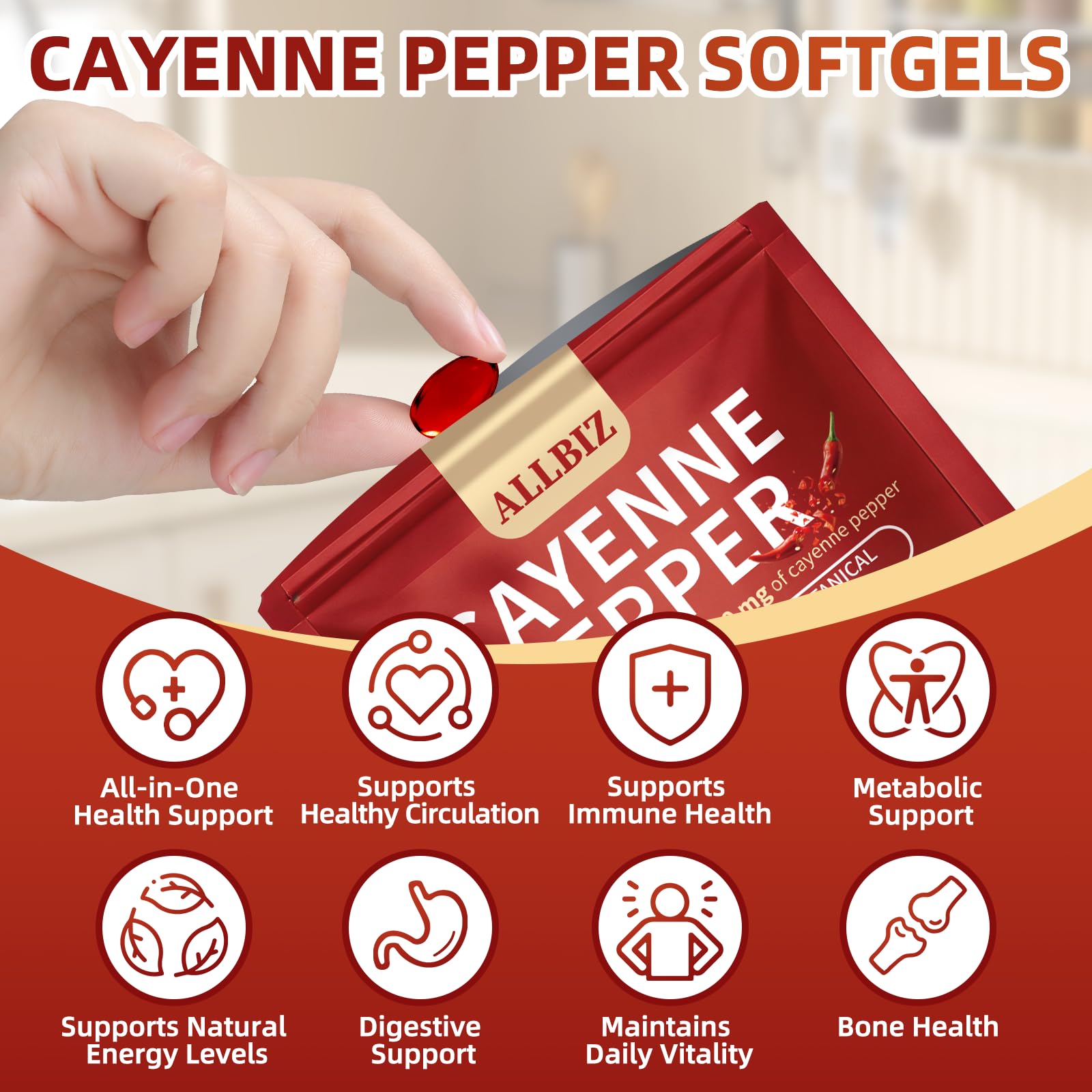 ALLBIZ 20-in-1 Organic Cayenne Pepper Capsules Supplement 7000mg — Amazon image 3
