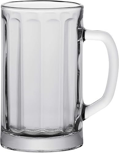 Vikko Taza de cerveza de 10 onzas Vasos de cerveza de vidrio grueso y pesado Base pesada que evita vuelcos Apto para lavavajillas Juego de 12