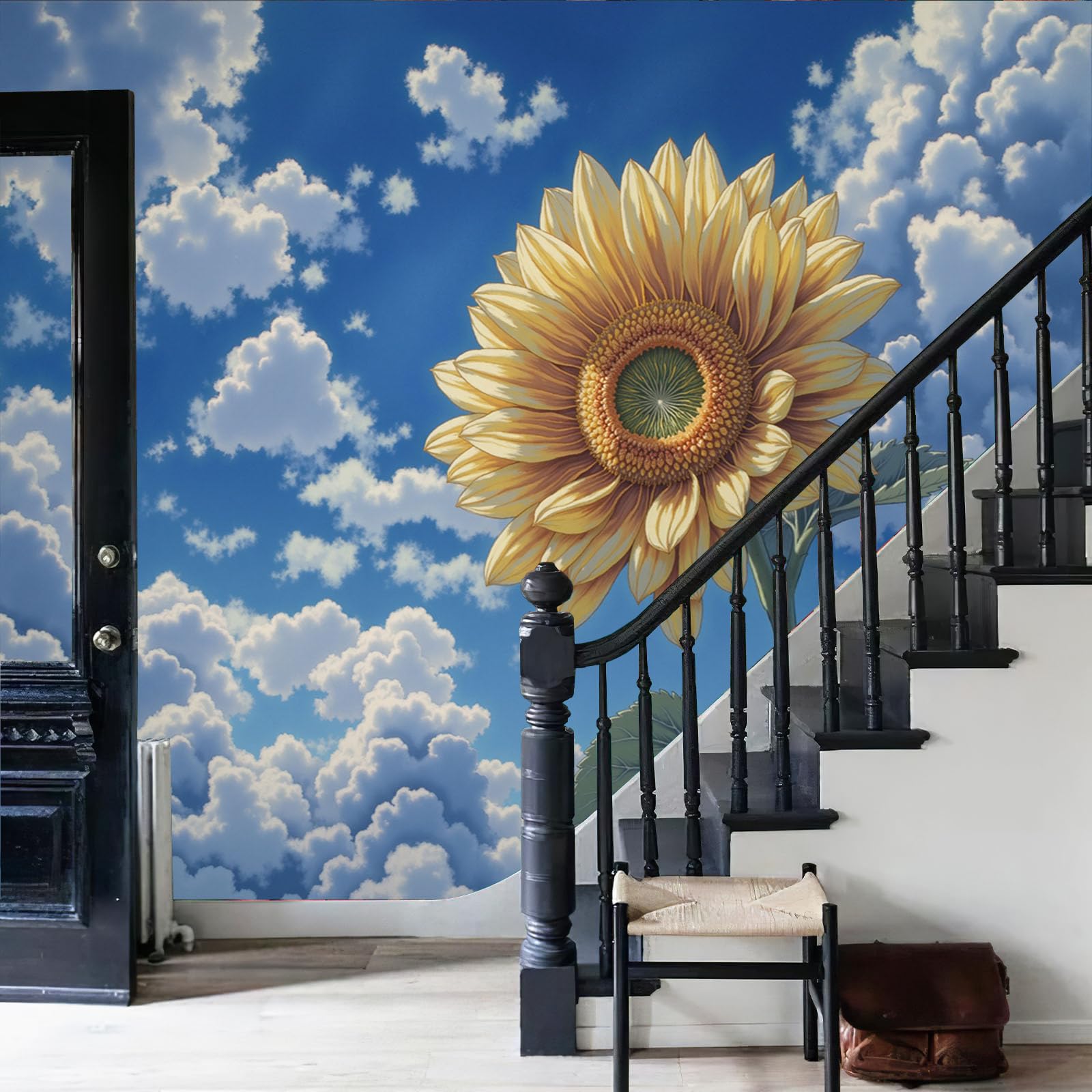 Fresque murale tournesol grand format 400x280cm en papier peint intissé haut de gamme
