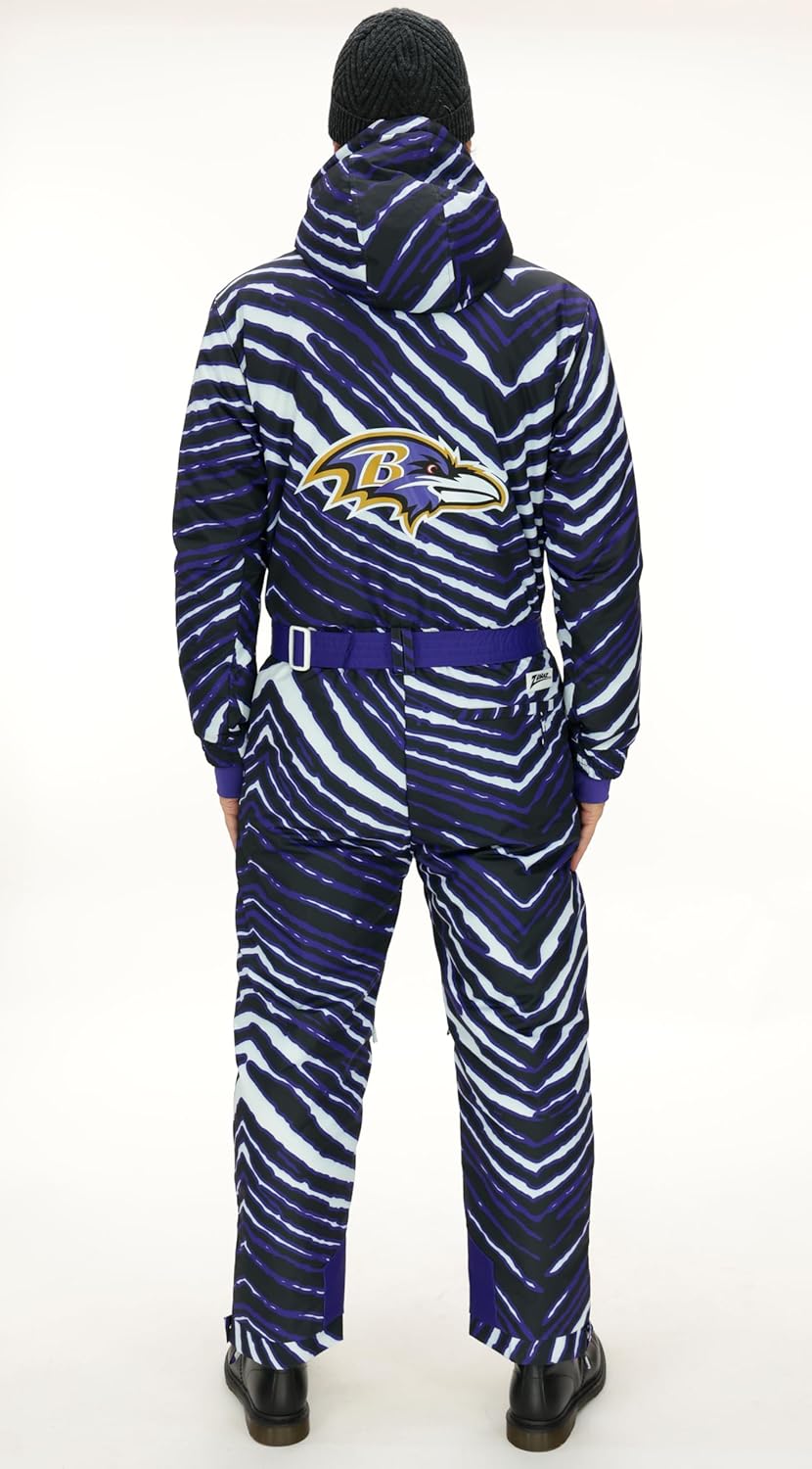 Zubaz NFL Men and Women's Zebra Striped Team Color Tundra Tux Snowsuit (Small - 3XL) - Image 4