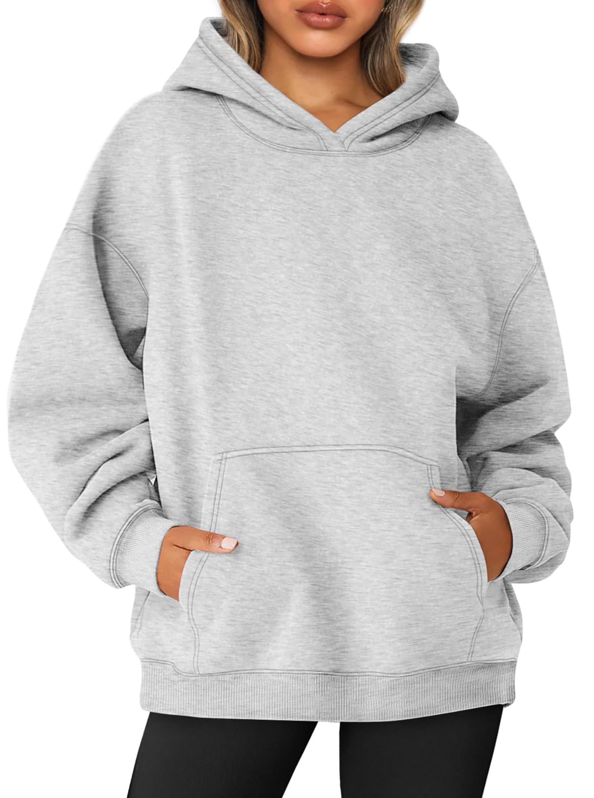 Jhsnjnr Damestrui met halve rits, met fleece gevoerd, herfst, ritssluiting, opstaande kraag, oversized sweatshirt zonder capuchon, roze, L