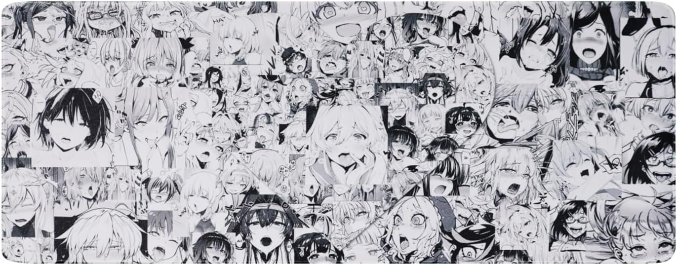Black White Anime Mouse Pad, Large Gaming Mouse Pad (11.8