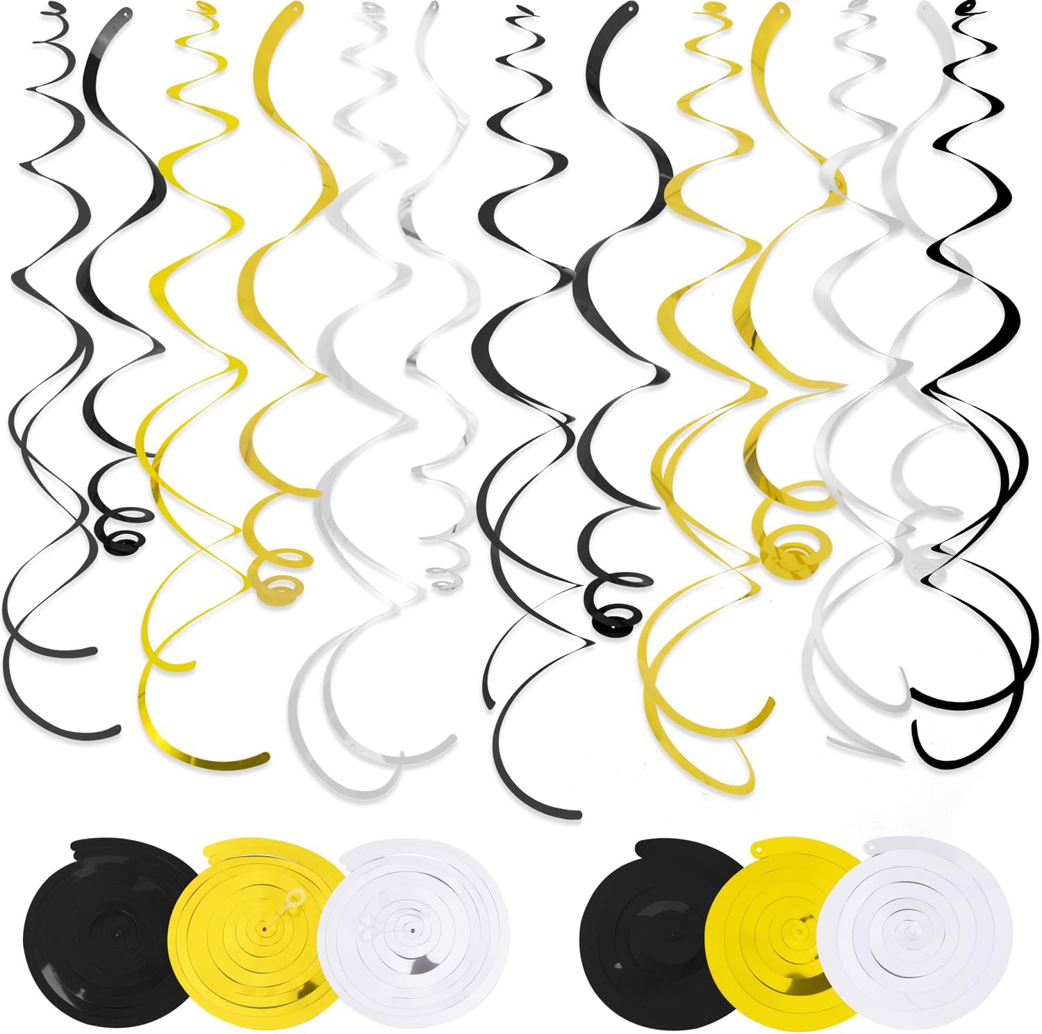 36Pcs Black and Gold Hanging Swirl Party Decorations, Black Silver Gold Ceiling Swirl Foil Streamers Party Supplies, Wedding Baby Shower Birthday Graduation Christmas New Year Party Decoration 36Pcs Black and Gold Hanging Swirl Party Decorations, Black Silver Gold Ceiling Swirl Foil Streamers Party Supplies, Wedding Baby Shower Birthday Graduation Christmas New Year Party Decoration