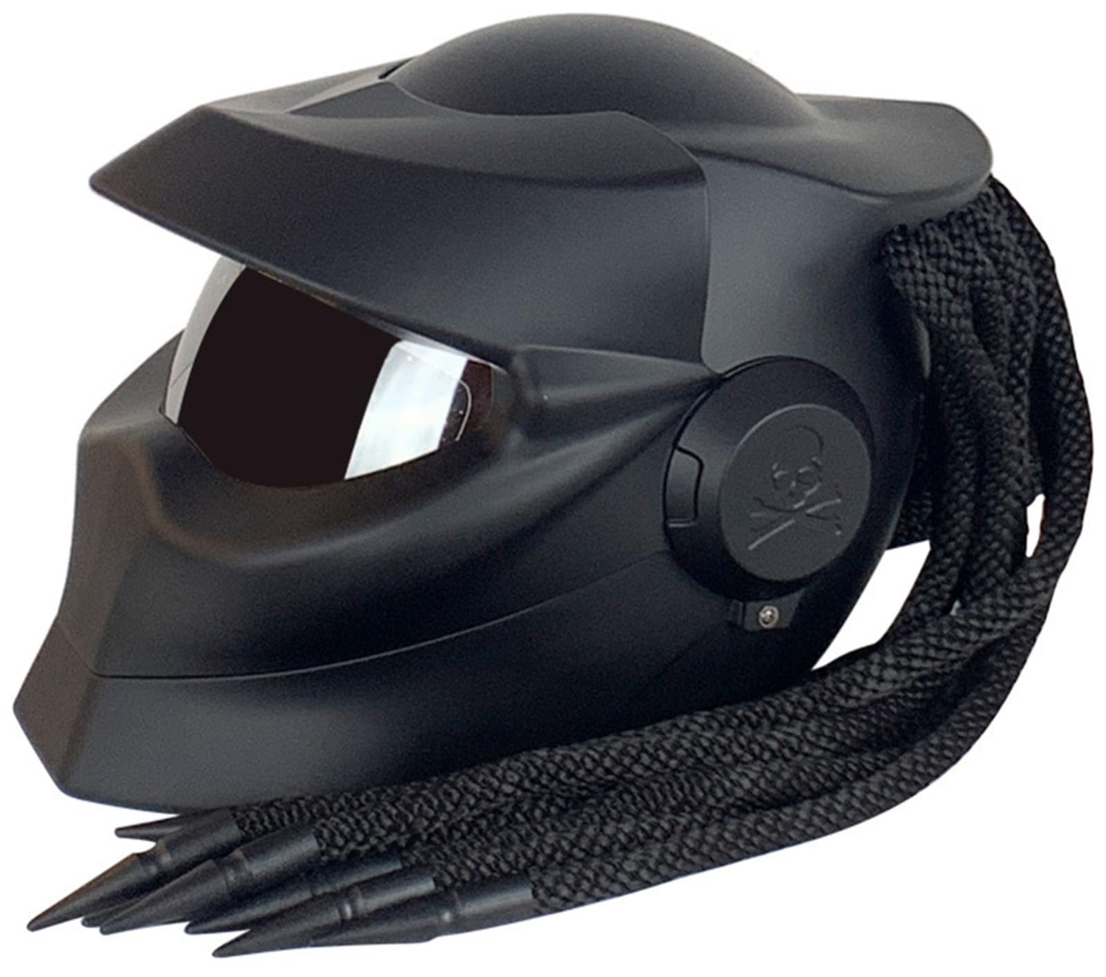 Motorrad-Integralhelm Integrierter Helm Zöpfe Und Warnlichter ECE-Zugelassen Individuell Anpassbarer Motorradhelm Für Erwachsene Straßen-Offroad Männer Frauen