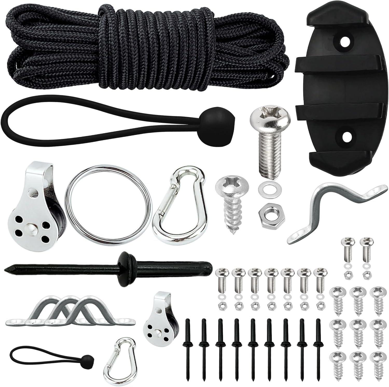 Kayak Anchor Trolley Kit with Rope Cleat & Nylon Rope & Pulley Rope Buckle, Anchor Stability System for Kayak Canoes Boat Kayak Anchor Trolley Kit with Rope Cleat & Nylon Rope & Pulley Rope Buckle, Anchor Stability System for Kayak Canoes Boat