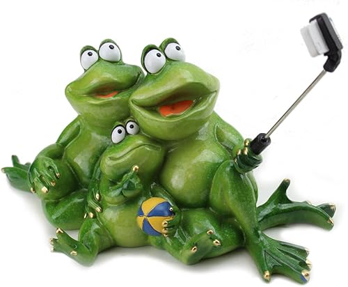 We pay your sales tax Figuras divertidas de familia de ranas ~ Familia de ranas para papá, mamá y niño tomando selfies estatua de mesa para