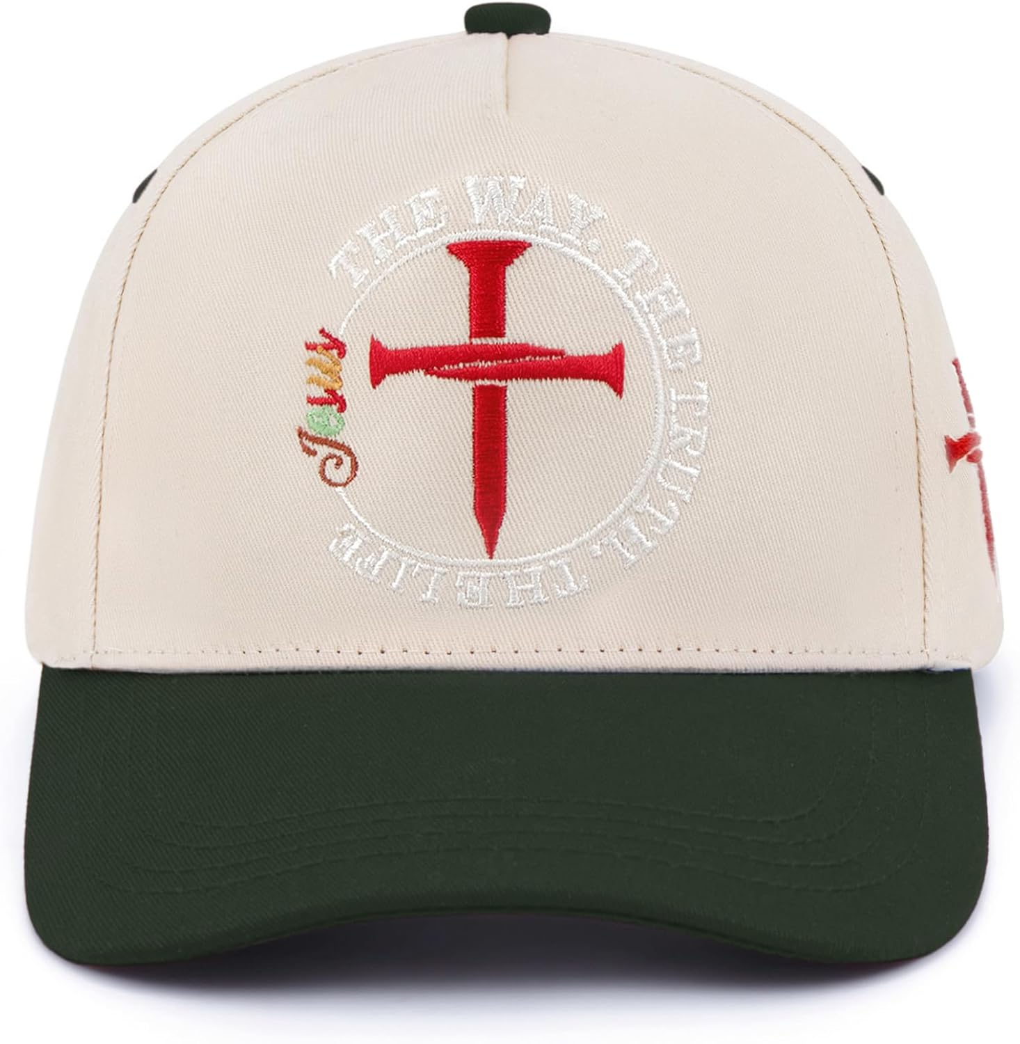 Vintage Two-Tone Embroidered Christian Hats for Men Women, Jesus Cross Cap Religious Gifts for Birthday Christmas - Image 2