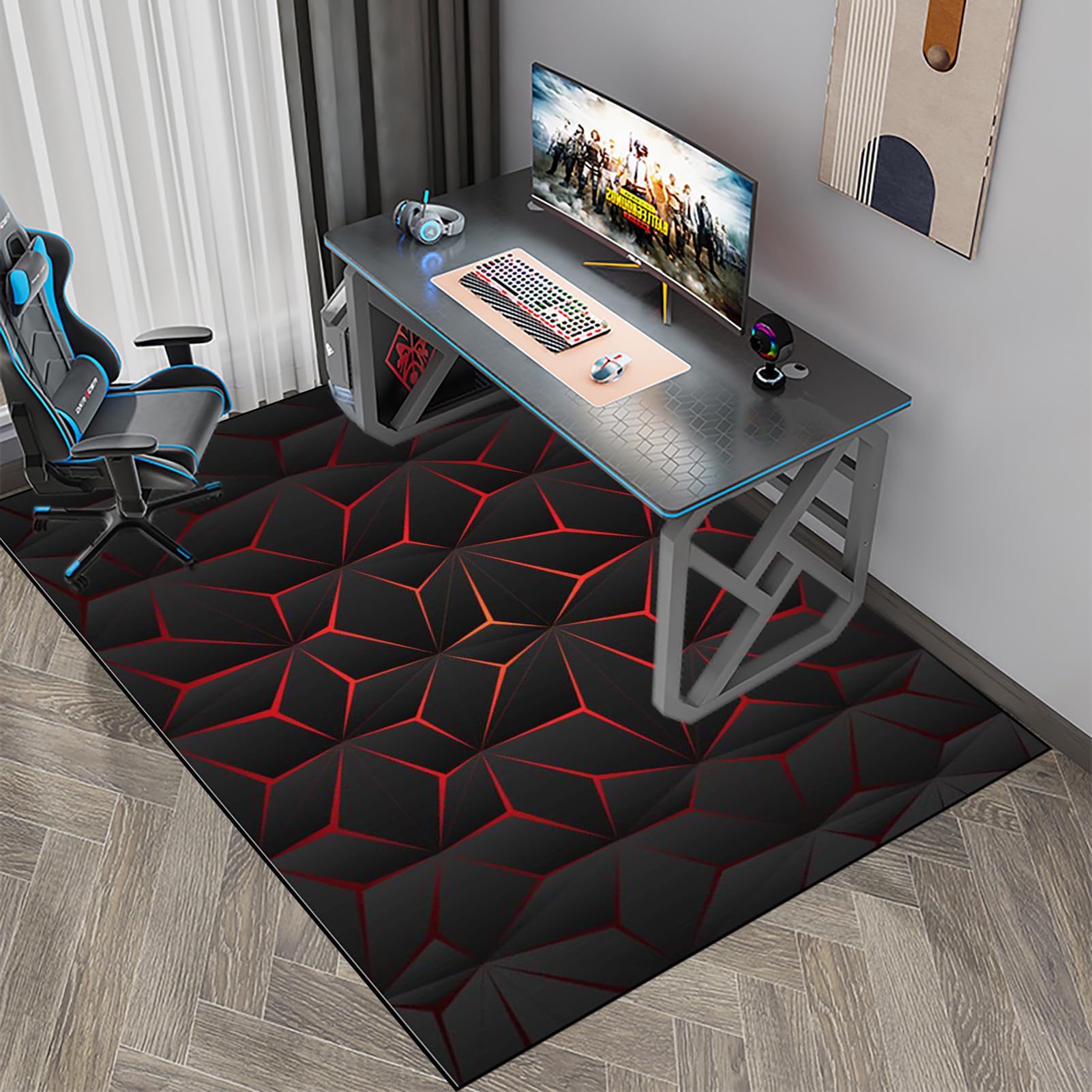 Tapis De Chaise De Jeu Antidérapant Galaxy Pour Plancher De Bois Franc