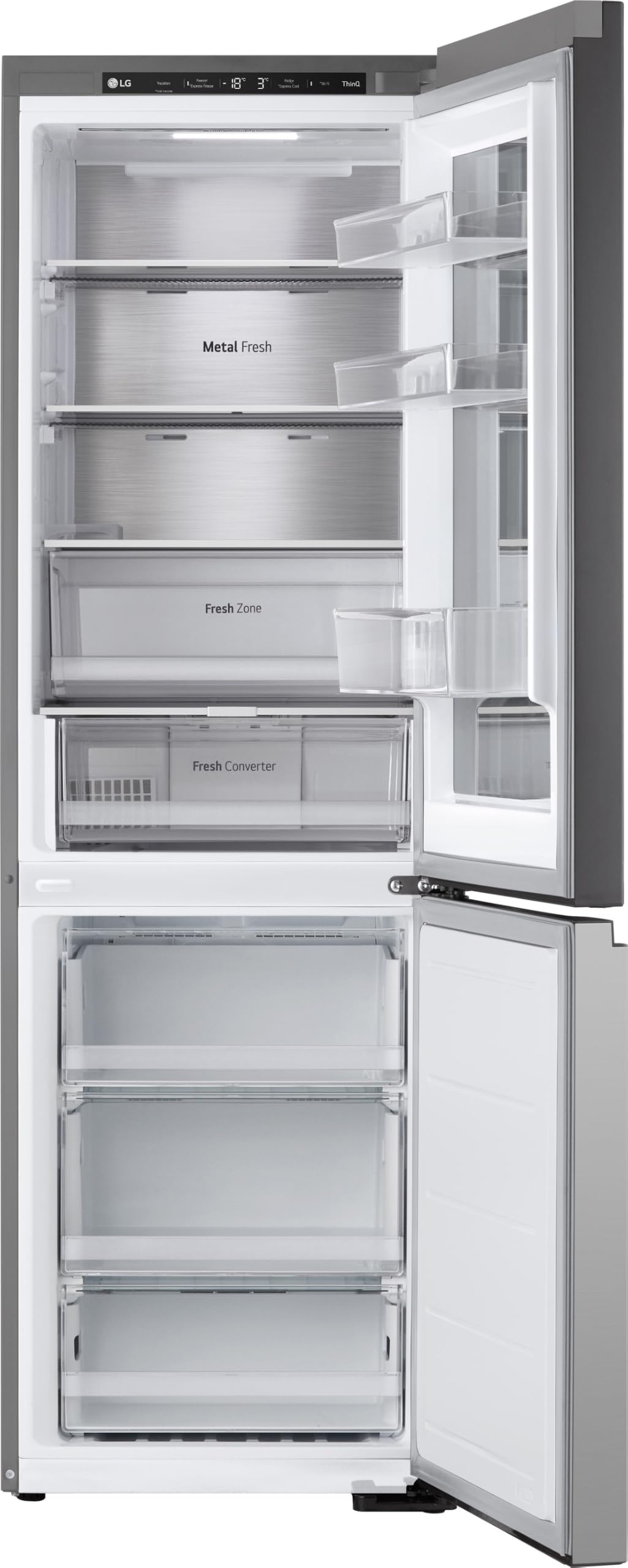LG GBG5160CPY Kühl-/Gefrierkombination (349 L, Energieklasse C) mit InstaView, Smart Inverter Compressor, DoorCooling+, Food Cover, Silber