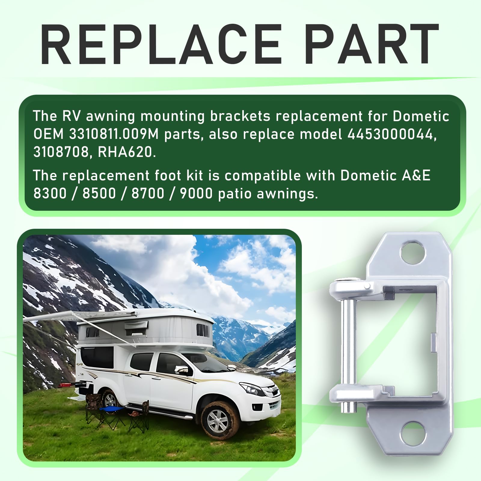 Maureen RV Foot Assembly Kit 3108708.342 Gray?Awning Bottom Brackets Suit?Die-cast Foot Kit Fit for A&E Awning, 8100 Series Caravan Awnings