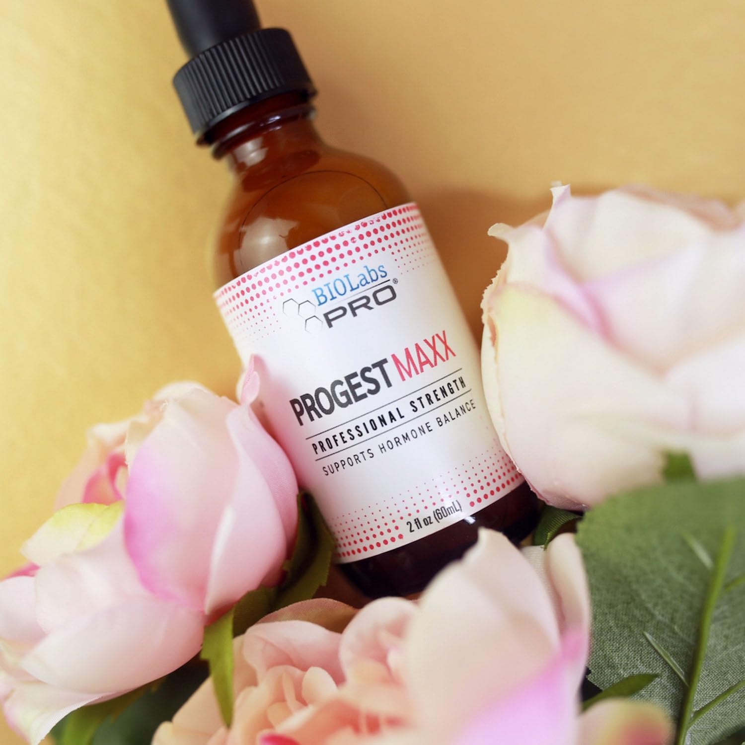 BIOLABS PRO Progest MAXX Progesterone Oil, Natural Bioidentical Progesterone for Women, Hot Flashes & Menopause Support, 2oz Bottle - Six Month Supply