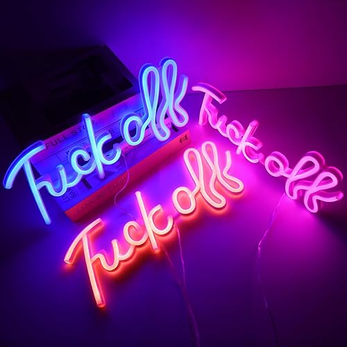 Miniatura 9 de ENUOLI Letreros de neón con texto en inglés "Fuck Off" para decoración de pared, USB o batería, luces LED de neón para palabras de mierda, para