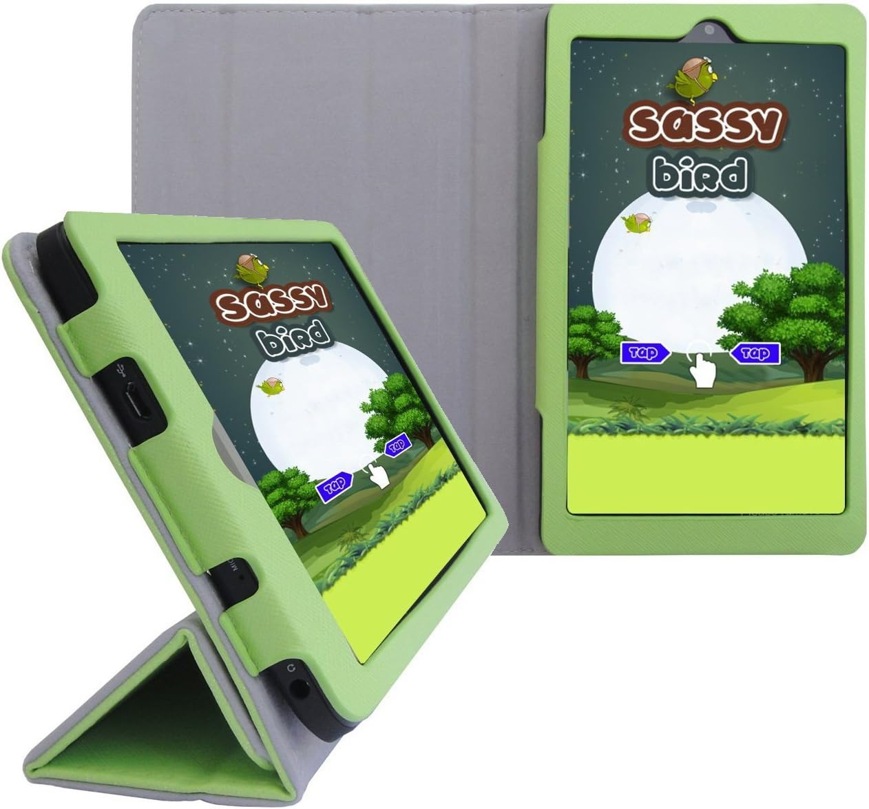 Insignia Flex 7-Inch Tablet (NS-15AT07) Custom Fit Portfolio Leather Case Cover with Built In Stand- Green