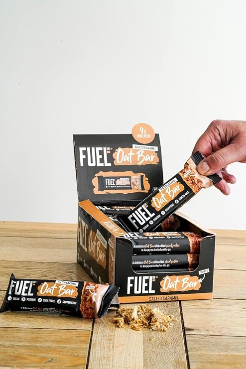 FUEL10K Salted Caramel Oat Bars, 9g Protein, 45 g (16-Pack) | High Protein, Vegan-Friendly, Healthy Snack, Perfect for On-the-Go, 16 Bars