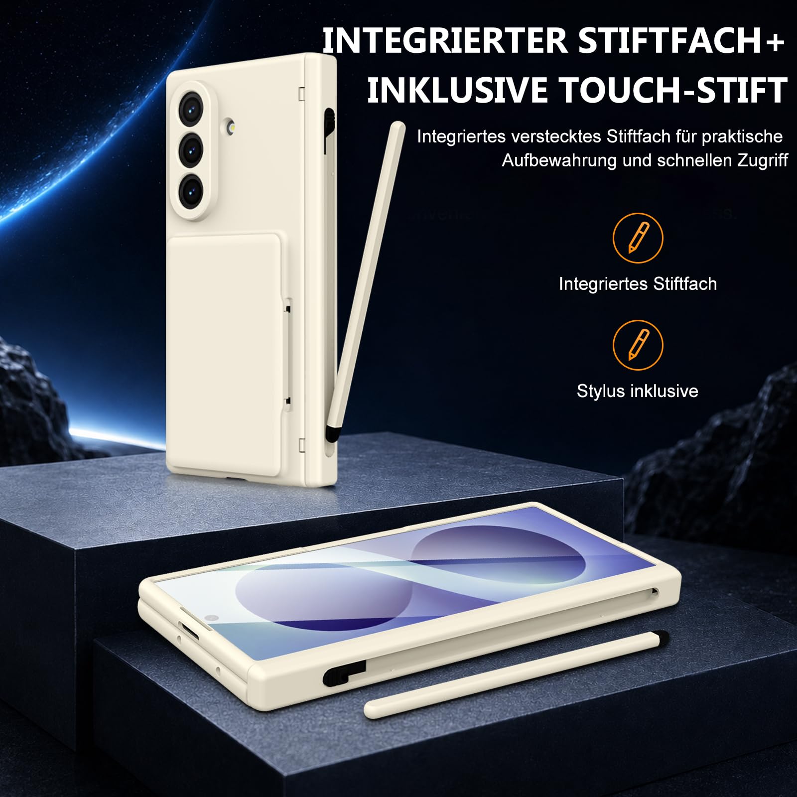 Compatibile con Samsung Galaxy Z Fold 8 Ultra, custodia a portafoglio con custodia protettiva antiurto, pellicola protettiva frontale in vetro temperato, porta penna, scomparti per carte di credito e