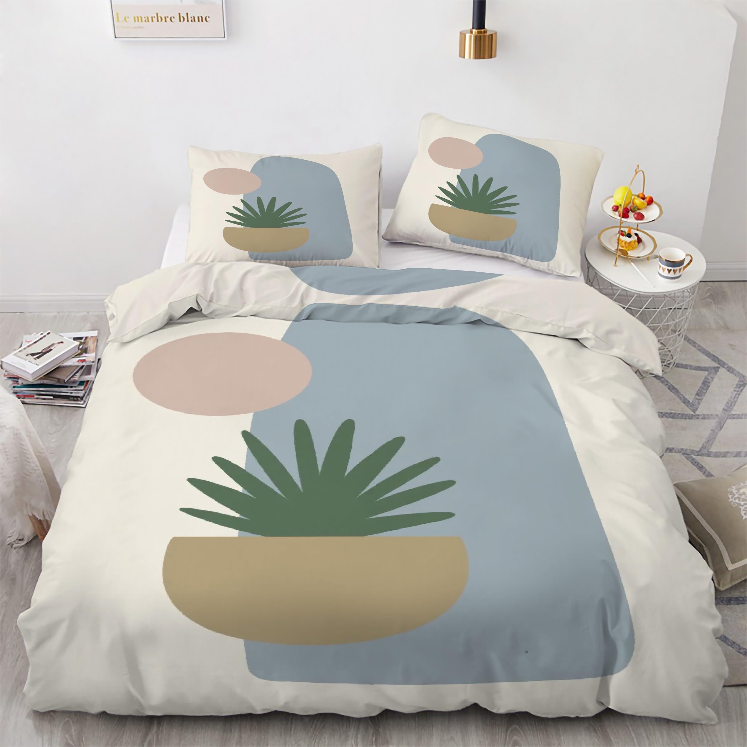 Housse de Couette 220x240 Art avec parure de lit 3 pièces en microfibre douce et taies d'oreiller