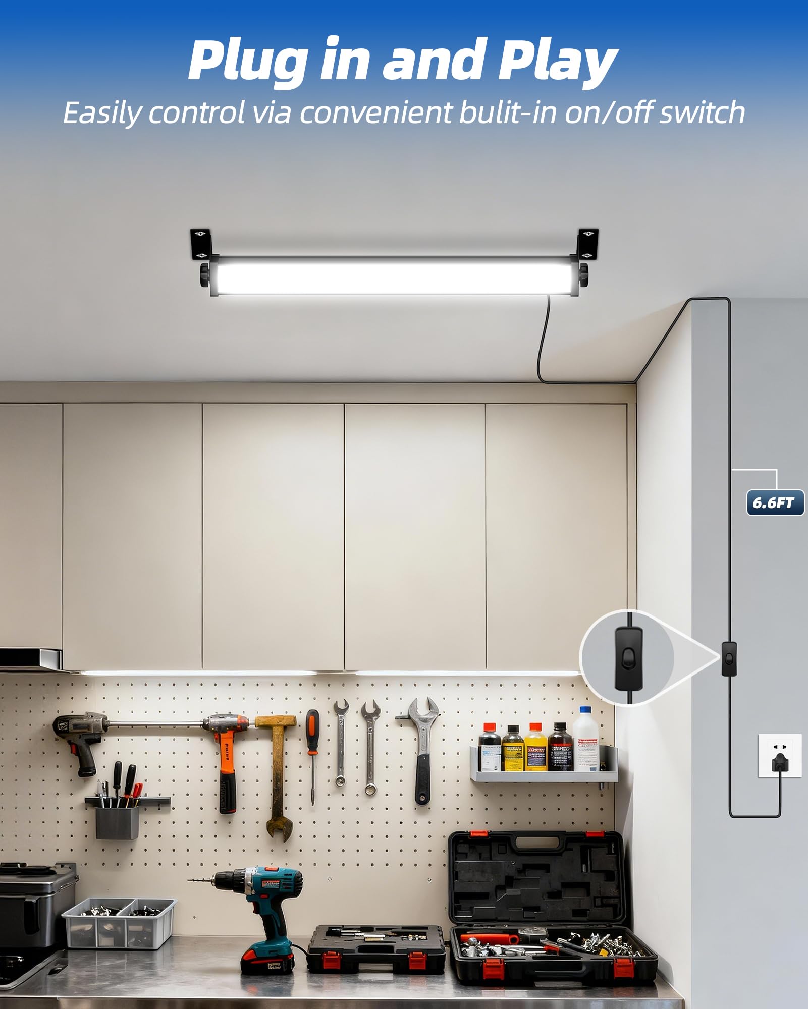 40W LED Shop Lights 5400LM 6000K Plug in Garage Lights with 6 6FT Power Cord Work Light for — view 5