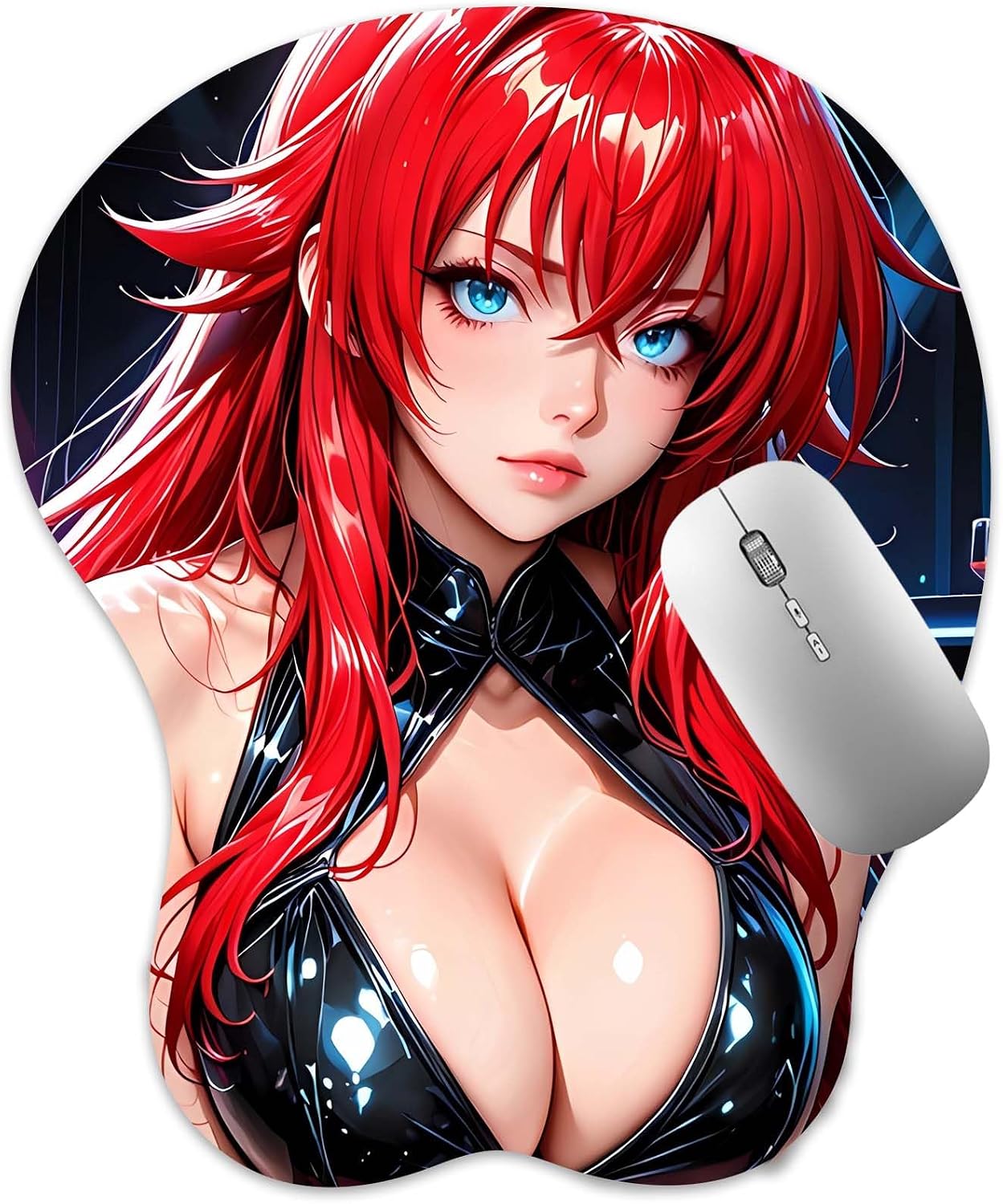 3D Mouse Pad, Oppai Mousepad with Soft Gel Wrist Rest Anime Manga Gaming Boob pad Anti-Slip Mouse Mat, Rias