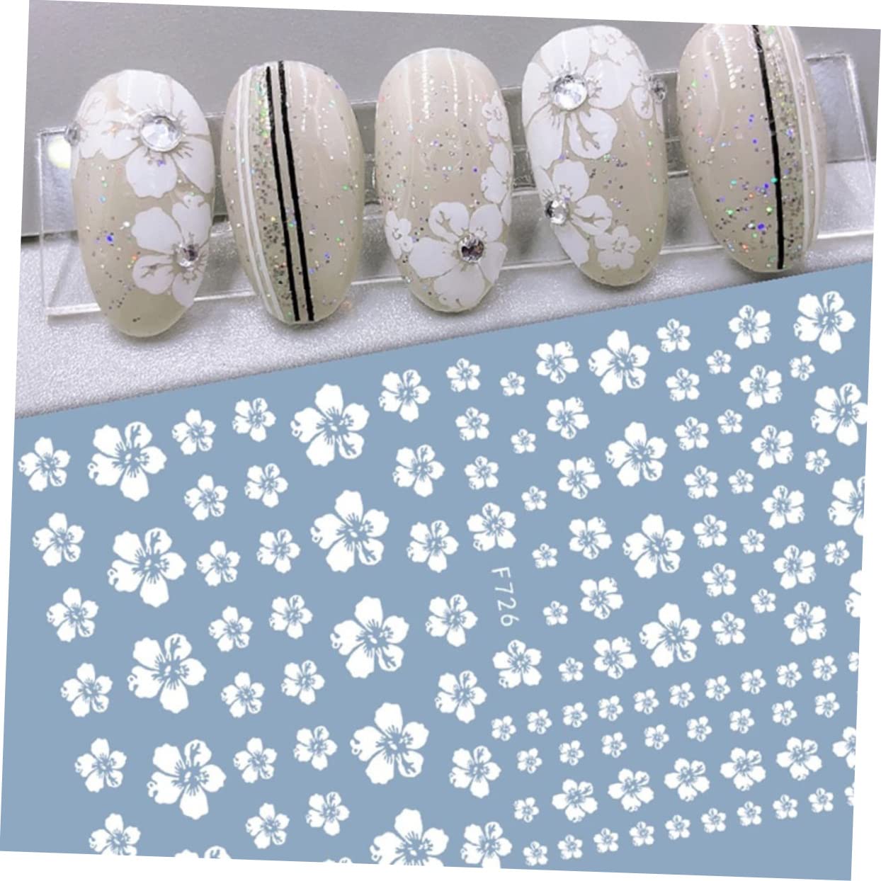 VICASKY 5 Set Adesivi Per Unghie Impermeabili Con Fiori Decorazioni Per Nail Art Adesivi Manicure Per Diy E Stile Unico 30 Fogli*5