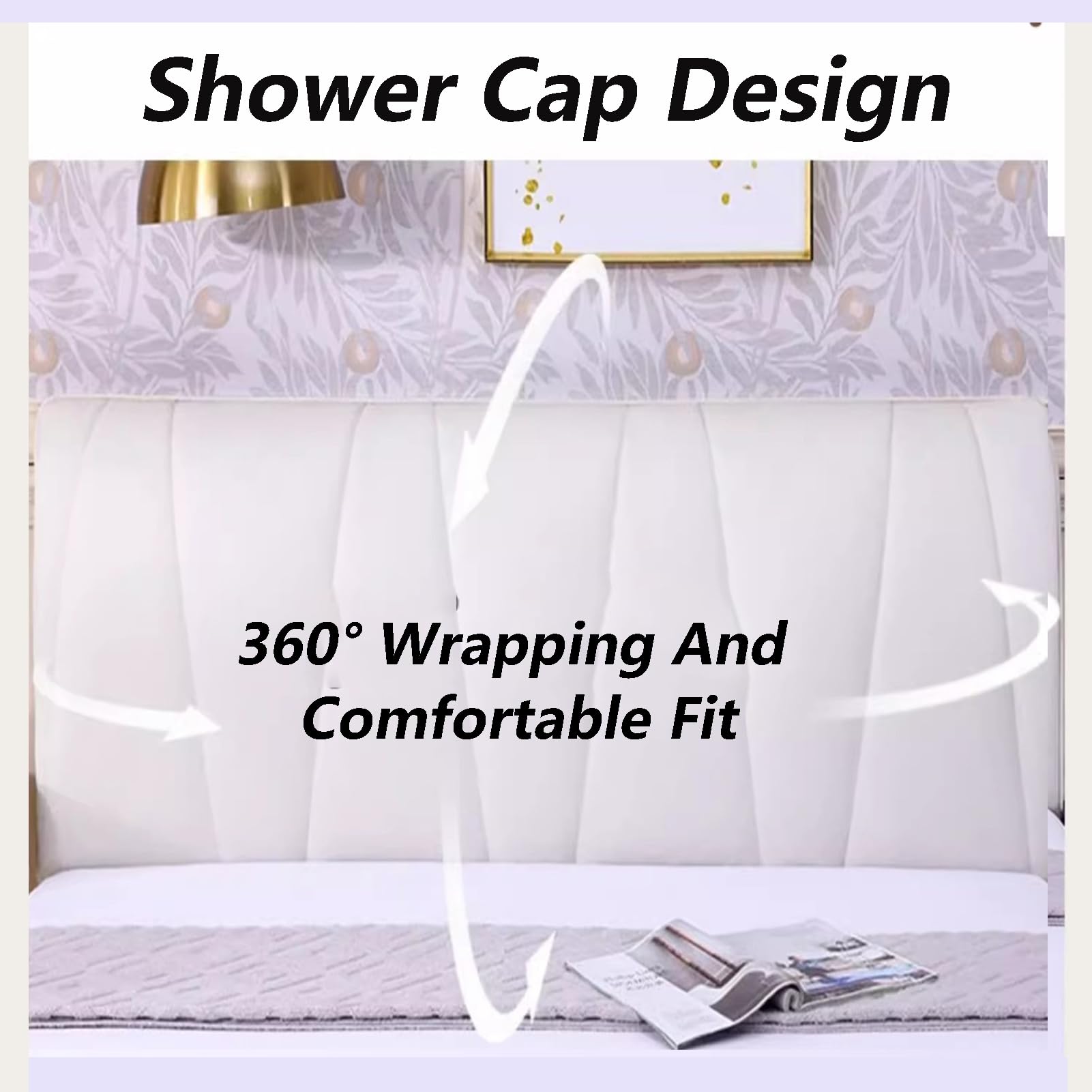Funda para Cabecera, Todo Incluido Cubre Cabecera de Cama, Fundas Cabecero Gruesa Impermeable Acolchada y Elástica, para Camas Individuales, Matrimoniales y King,Off White,100cm