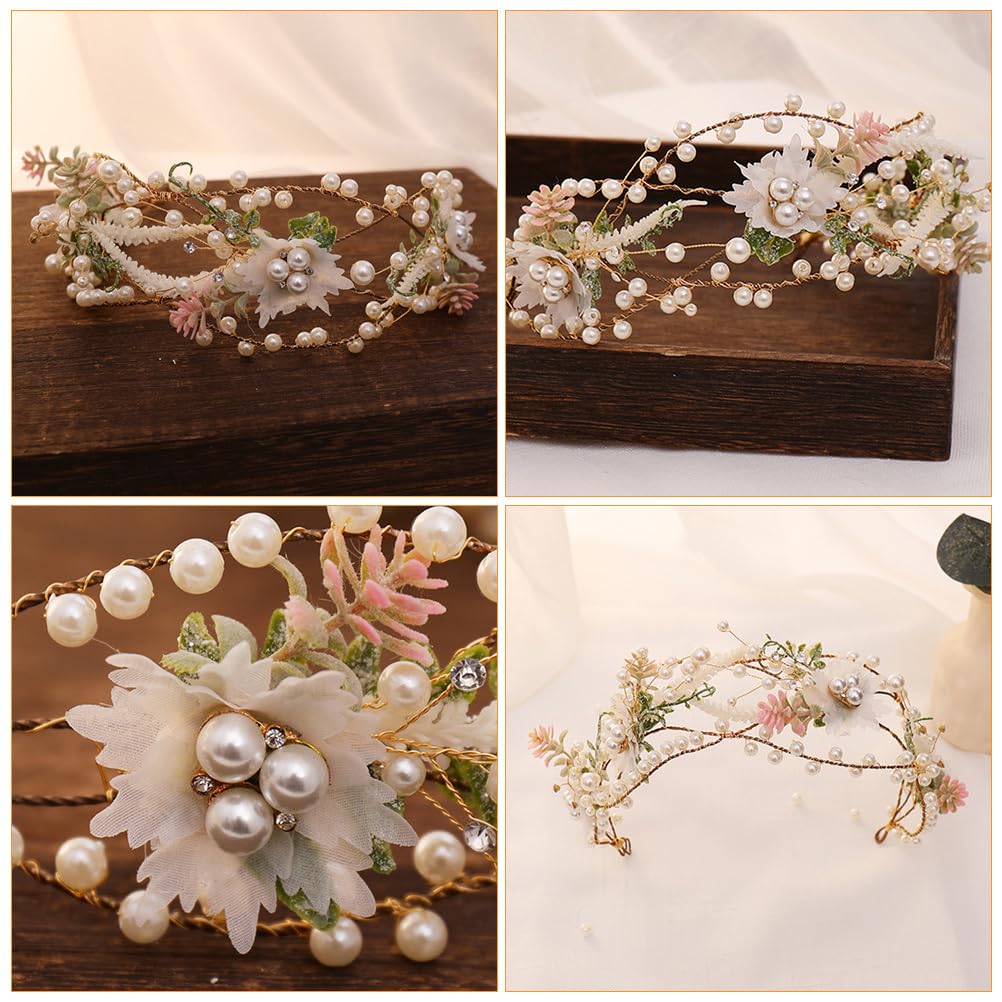 Beaupretty Floral Hair Accessories Headband Wedding Hair Band Bridal Headpiece Leaf Design Photography Prop for Bride and Flower Girl - Image 2