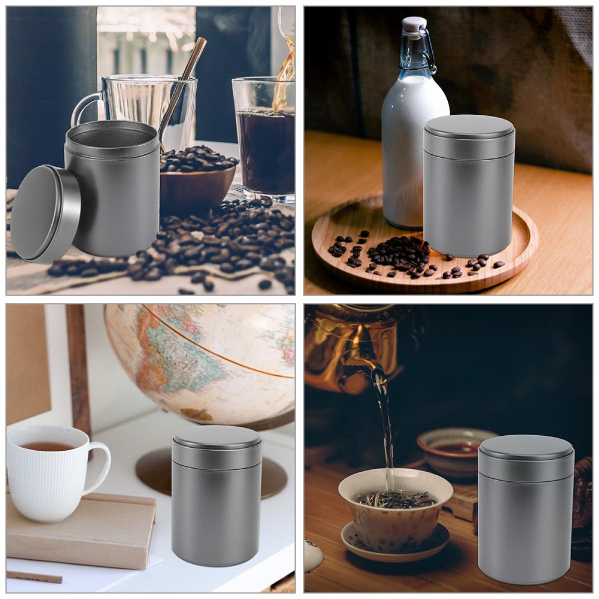 Homoyoyo 6 Stück Weißblech Vorratsdosen mit Luftdichtem Deckel Zylindrische Metallbehälter für Losen Tee Kaffeebohnen und Trockenfrüchte Robuste Aufbewahrung für Küche und Haushalt