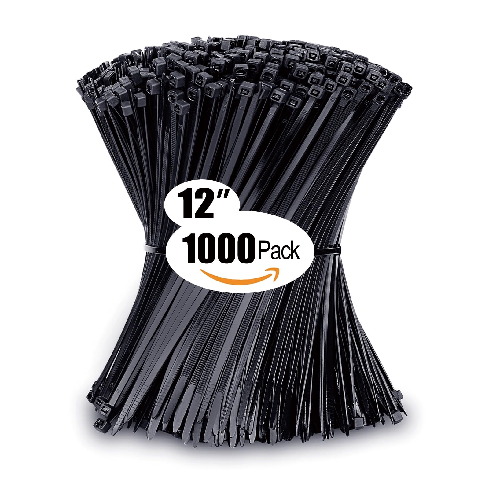 Zip Ties 12 inch with 45 lb Tensile Strength, Black Cable ties, 1000 Pack, ANOSON