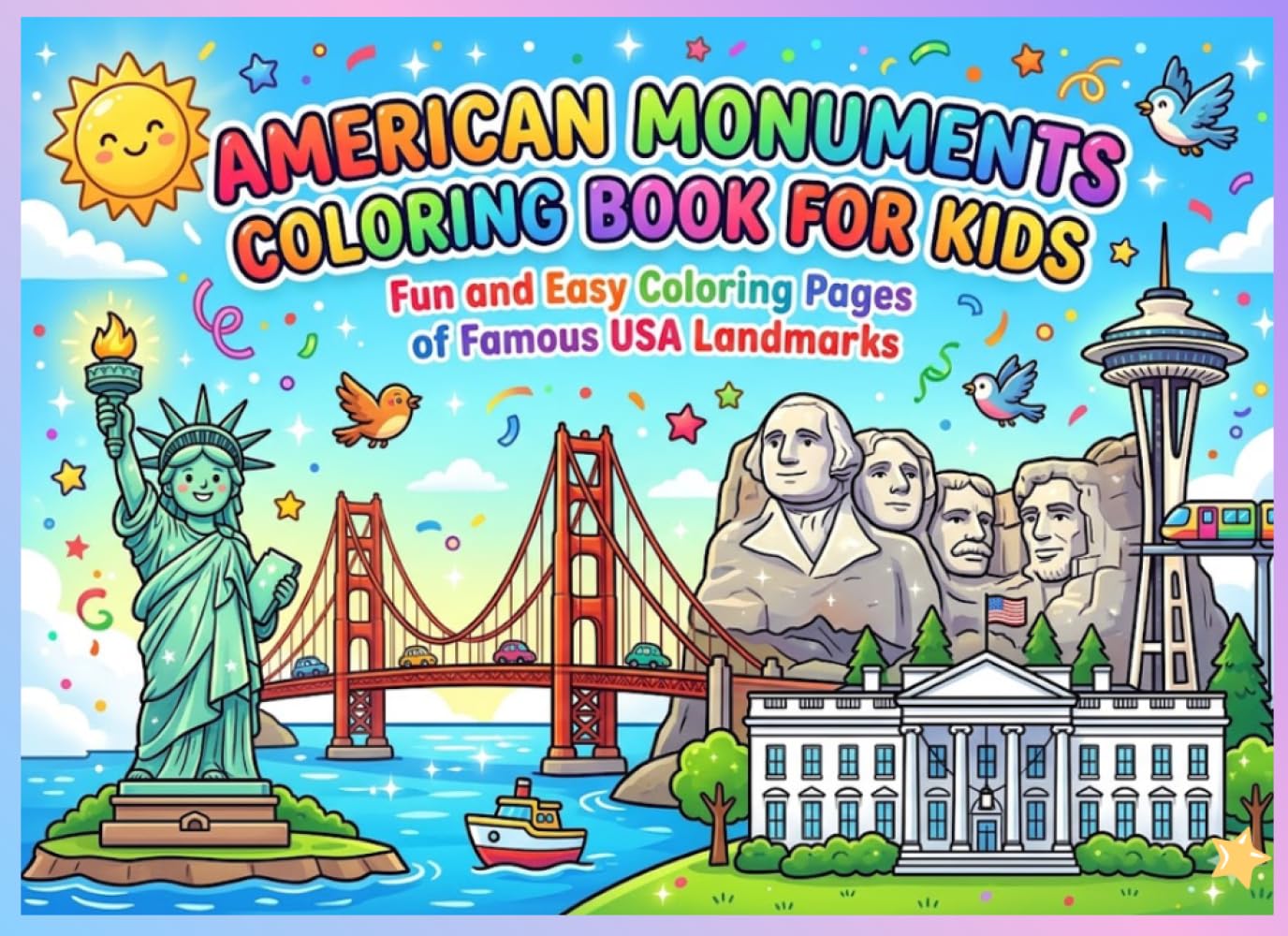 American Monuments Coloring Book for Kids: Fun and Easy Coloring Pages of Famous USA Landmarks for Learning and Creativity