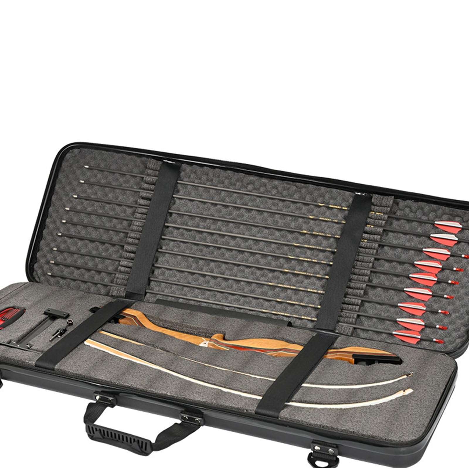 Fundas Rígidas para Rifles Plástico ABS Estuche Táctico Multiusos para Arcoi Recurvo con Asa de Transporte y Bandolera Forrado de Espuma para Viajeros, Aficionados Al Tiro, y Cazadores