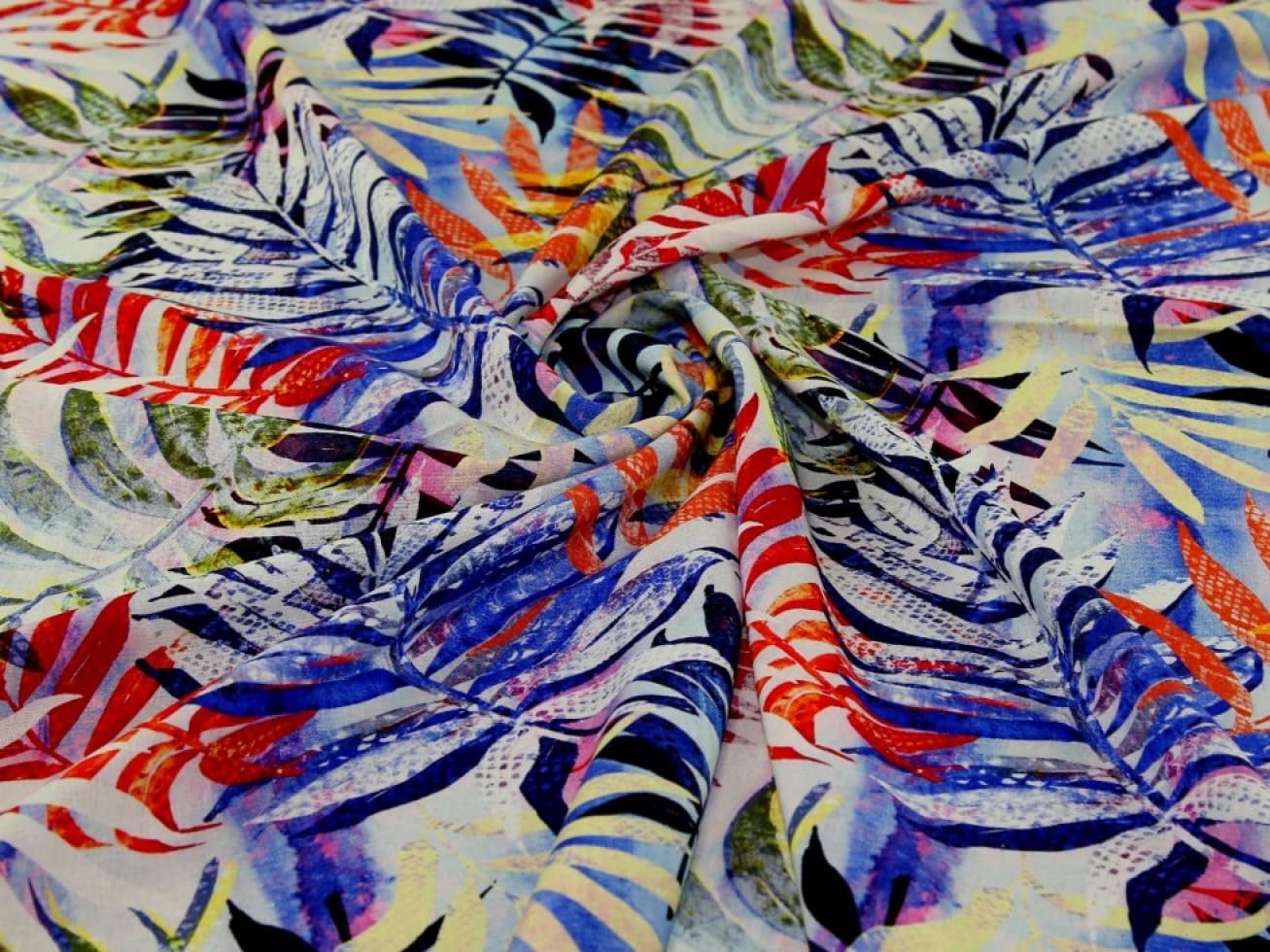 Minerva Exklusiver Sunprint Palms Leinen-Viskose-Mischgewebe, Meterware
