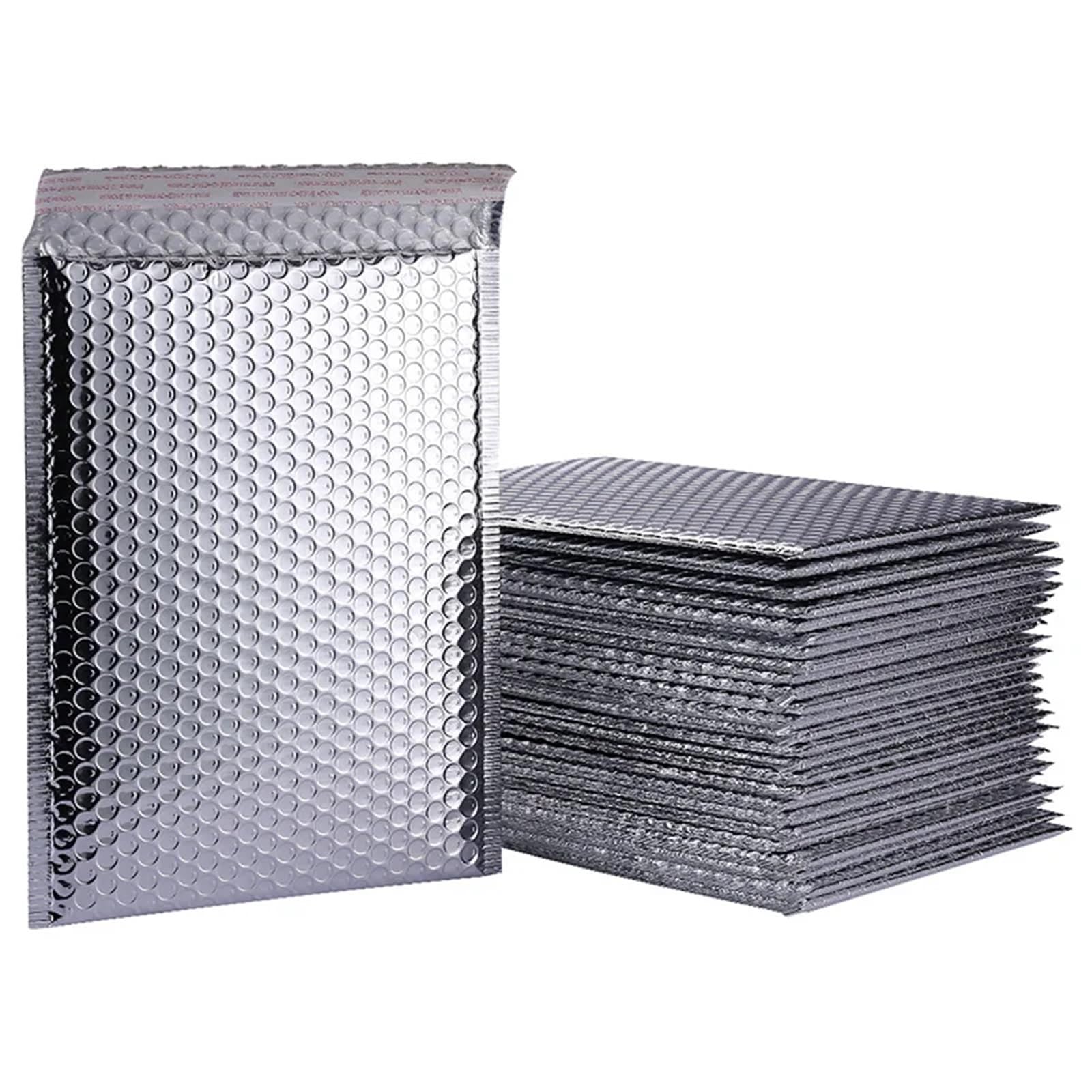 Self Sealing Bubble Cushion 10Pcs Silver Bubble Mailers Aluminized Foil Self Seal Bags Business Shipping Envelopes Packaging Postal Wrap Bag Lined(25X30cm 10pcs)