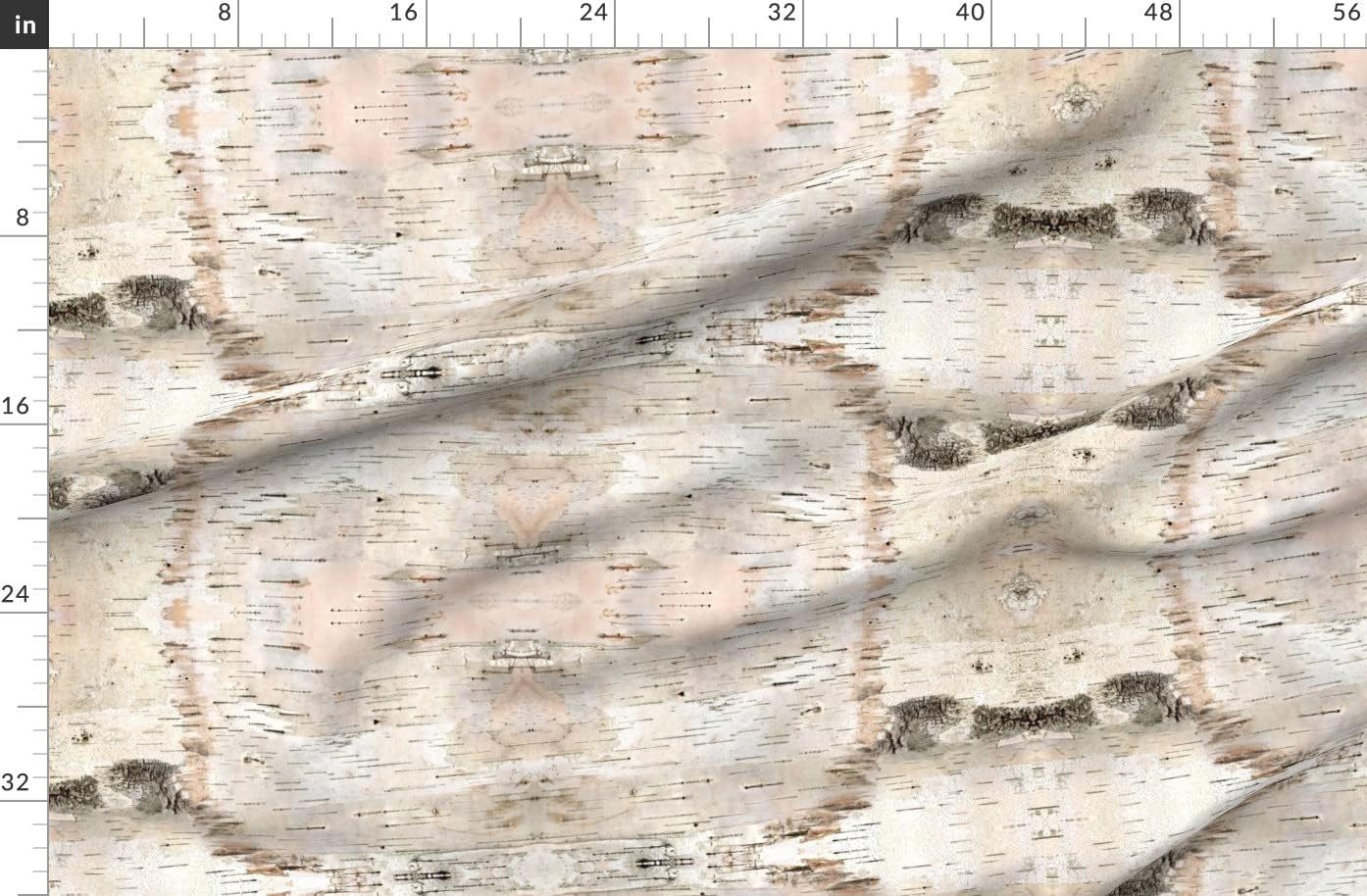 Spoonflower Fabric - Small White Birch Pale Nature Bark Tree Woodland Printed on Denim Fabric by The Yard - Bottomweight Apparel Home Decor Upholstery