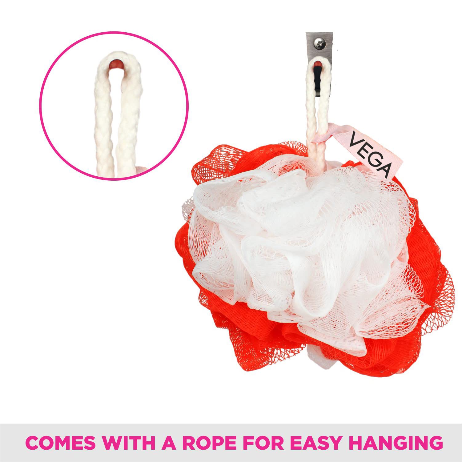 Vega Fluffy Sponge & VEGA Round Brush For Men & Women, (R3-RB), Color May Vary 2