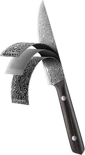 Cuchillo multiusos de acero de Damasco de 4.7 pulgadas, cuchillo de cocina forjado de 67 capas con mango de madera maciza natural, hoja de doble