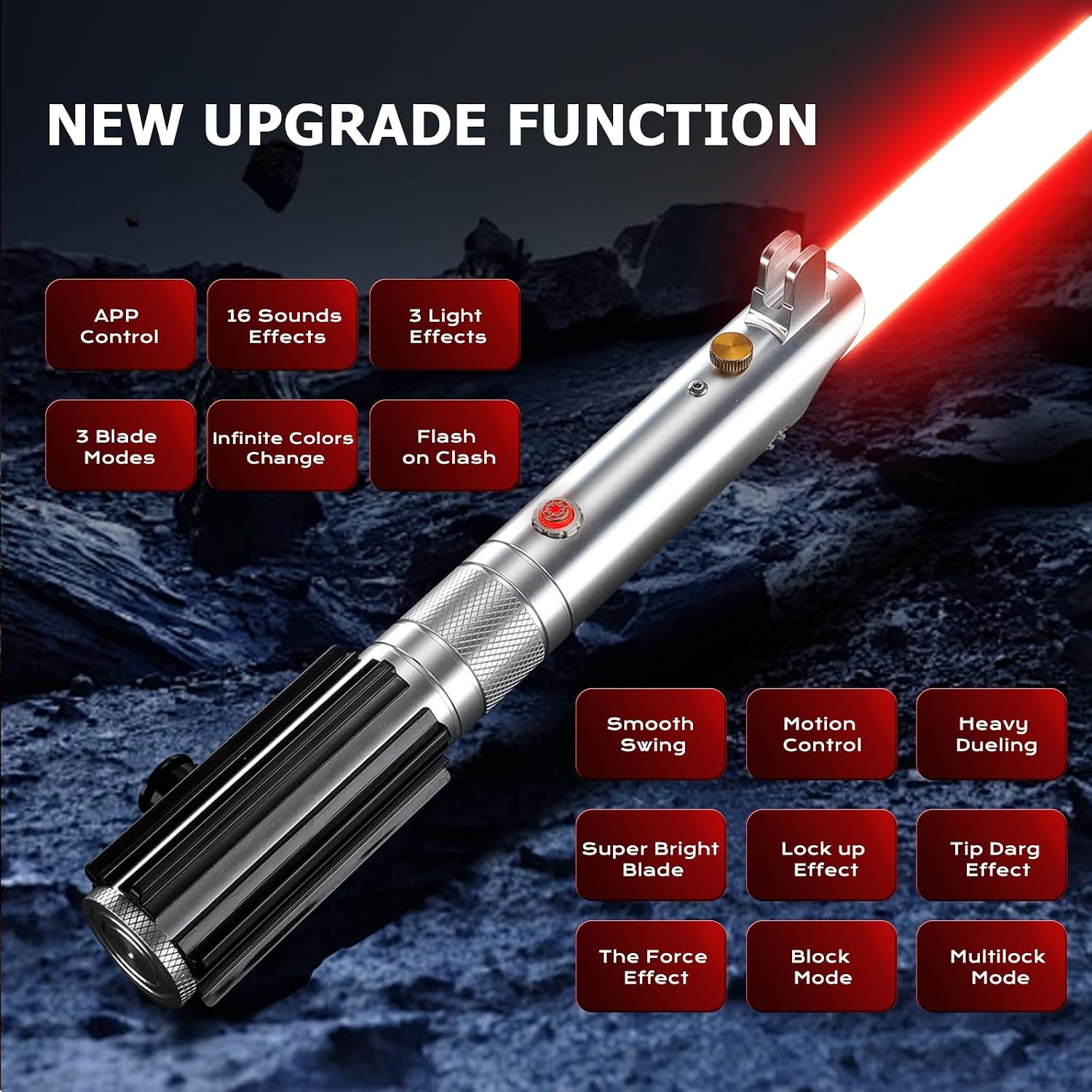 CVCBSER Upgrade APP Control ANK Dueling Lightsaber, 16 Sets Sound Effects 3 Light Effects and Infinite Colors Change, Motion Control Premium Metal Light Sabers for Adults (RGB-ANK)