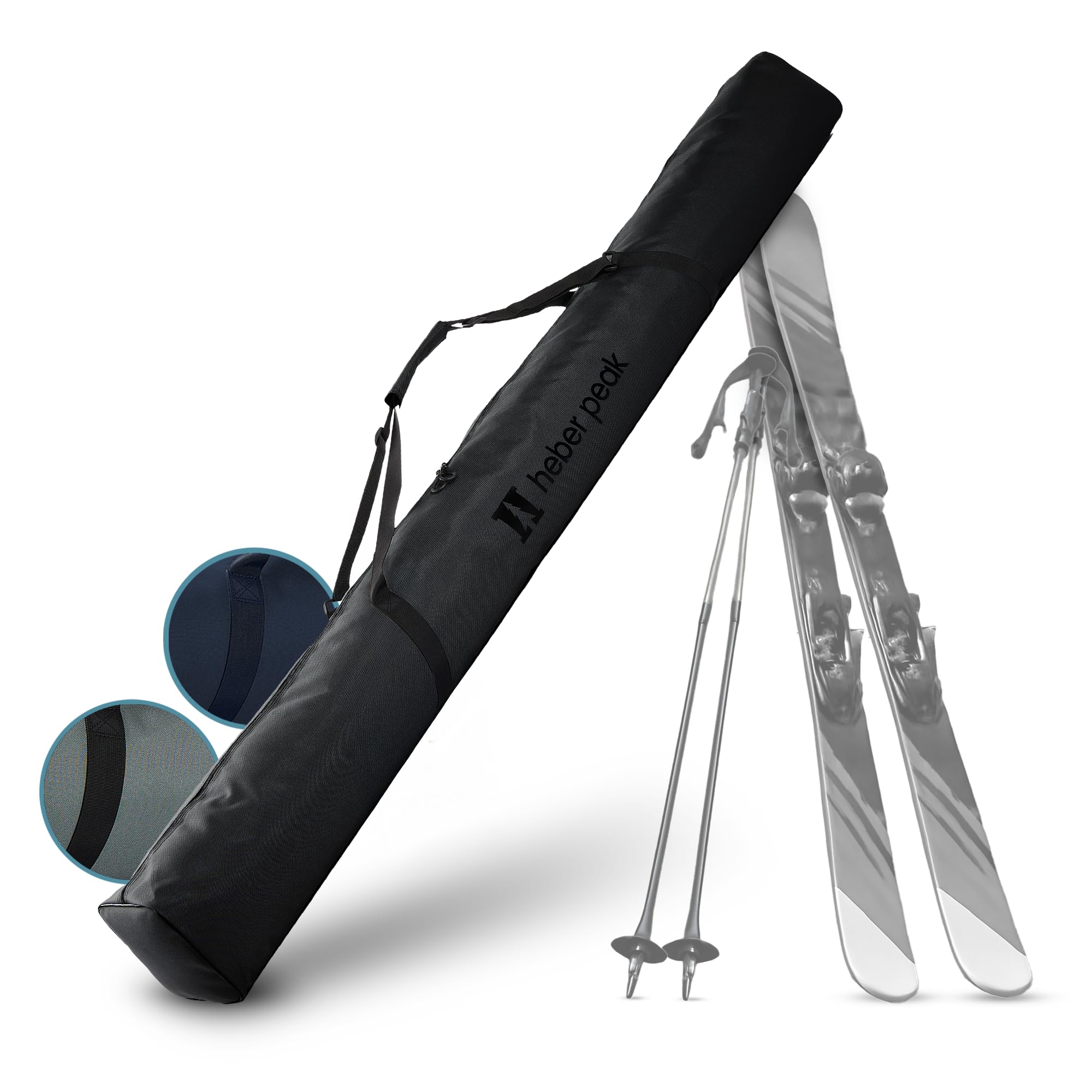 Skitasche wasserfest CedarHe. Ski Bag Basic – Skisack 200 cm für 1 Paar Ski & Stöcke – Skihülle robust & wetterfest, mit Zwei-Wege-Reißverschluss & gepolstertem Tragegriff